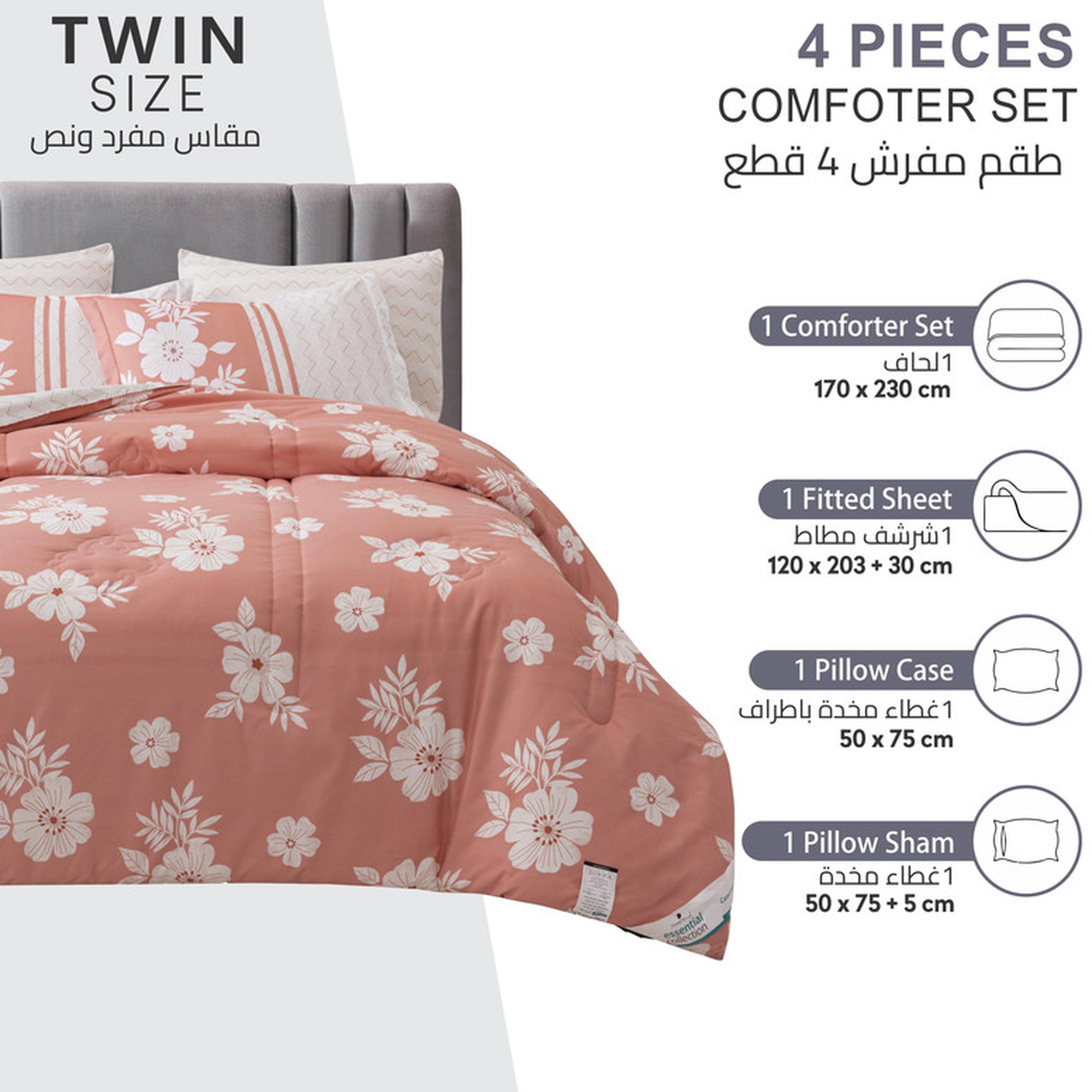 Floral Print 4-Piece Twin Comforter Set - 170x230 cms-household-bedding-comfortersandbedspreads-comforters-image-22