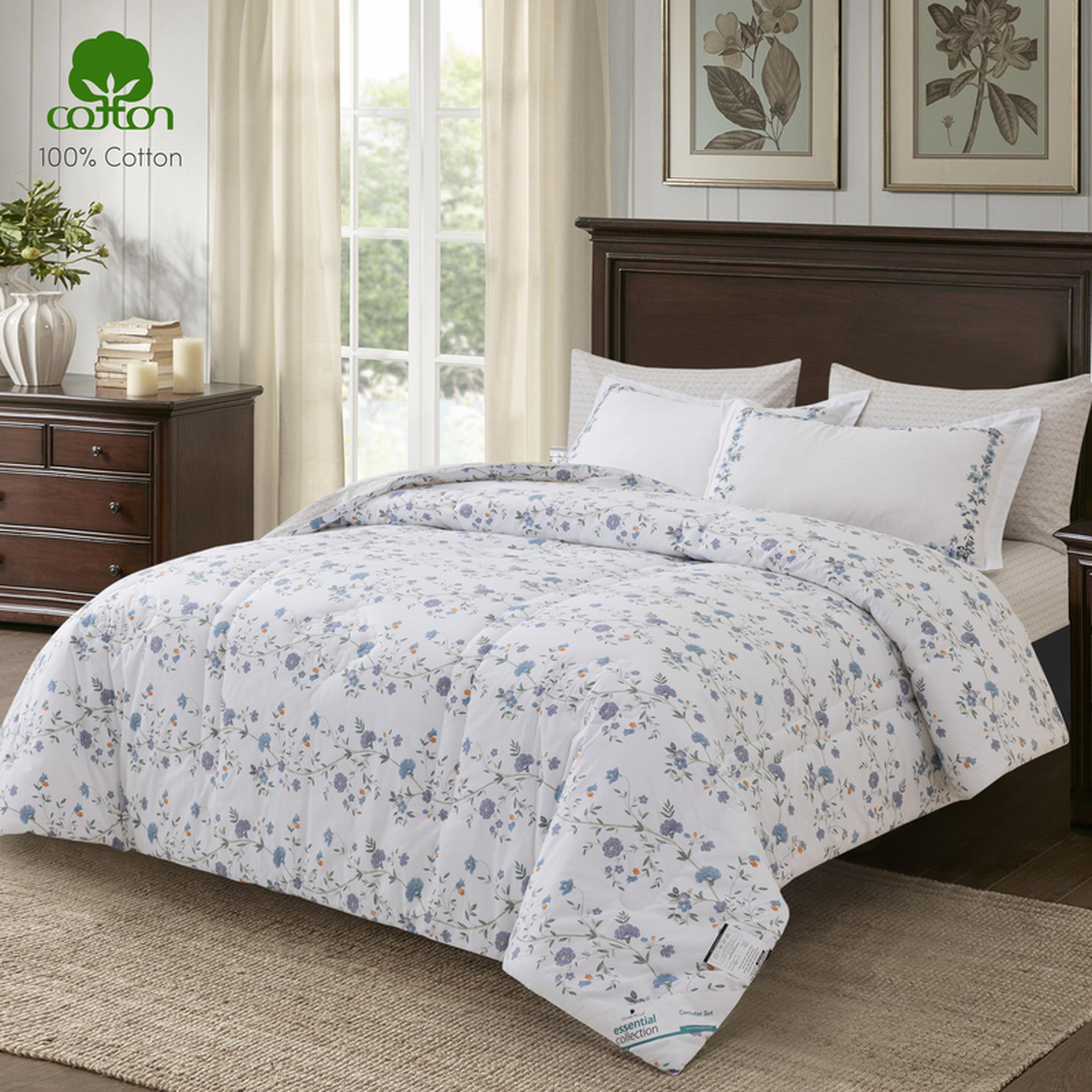 Floral Print 6-Piece Cotton King Comforter Set - 260x240 cms-household-bedding-comfortersandbedspreads-comforters-image-2
