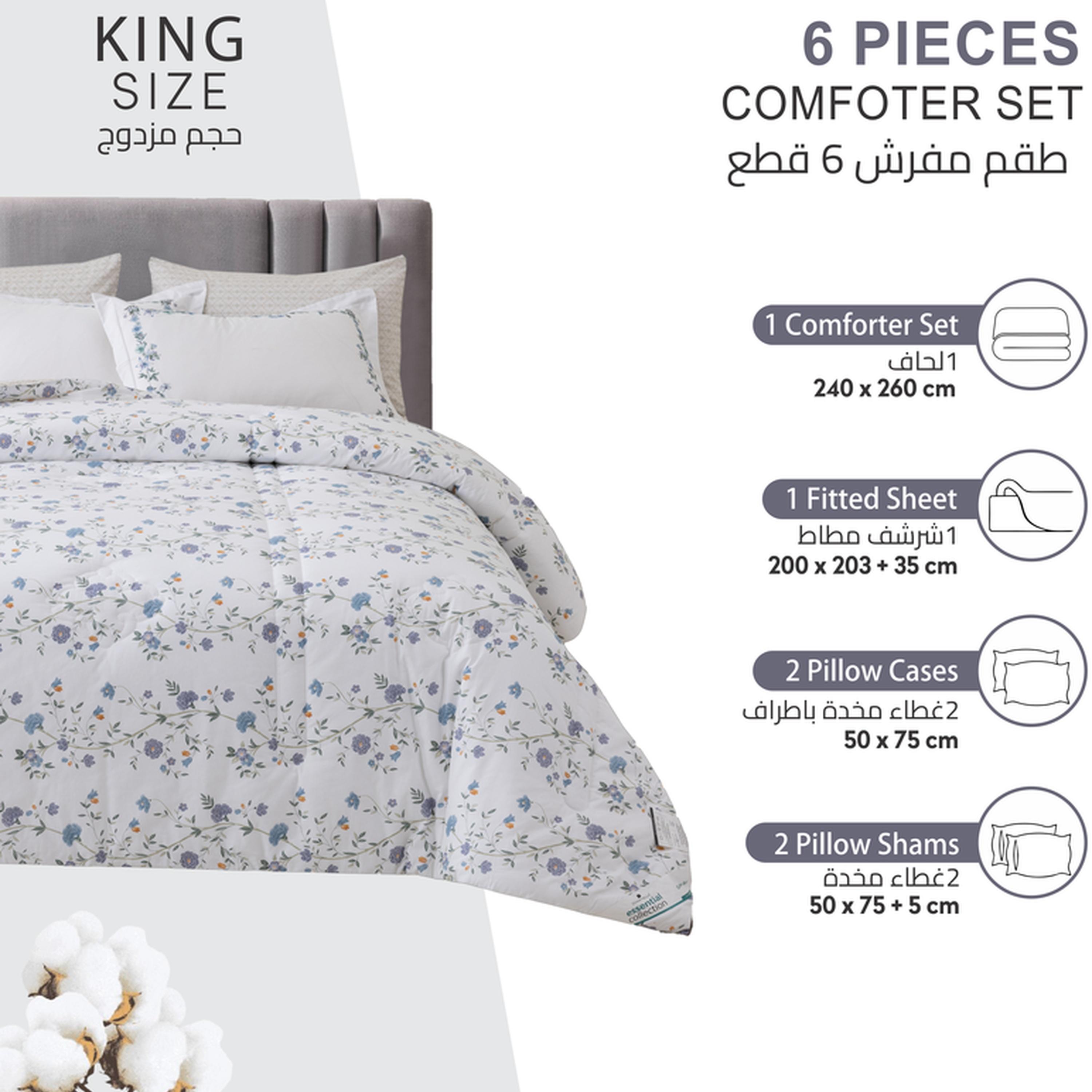 طقم لحاف كينج قطن بطبعات 6 قطع من دونتيلا - 260x240 سم-household-bedding-comfortersandbedspreads-comforters-image-4