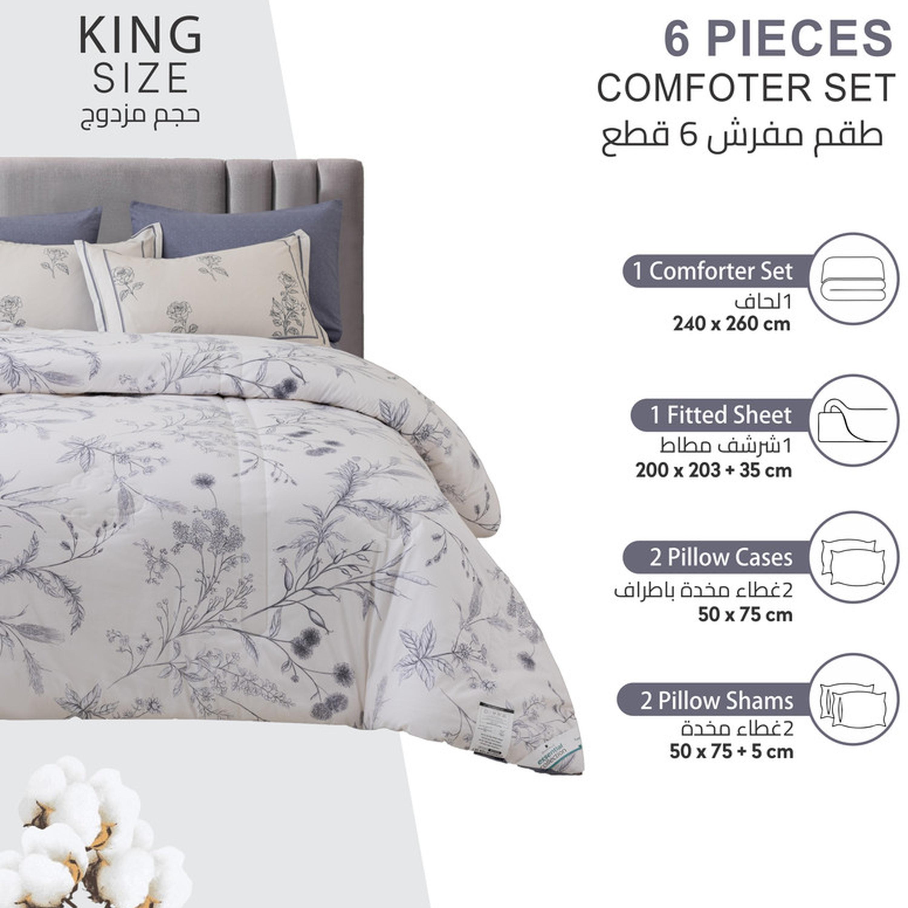 طقم لحاف كينج قطن بطبعات 6 قطع من دونتيلا - 260x240 سم-household-bedding-comfortersandbedspreads-comforters-image-11