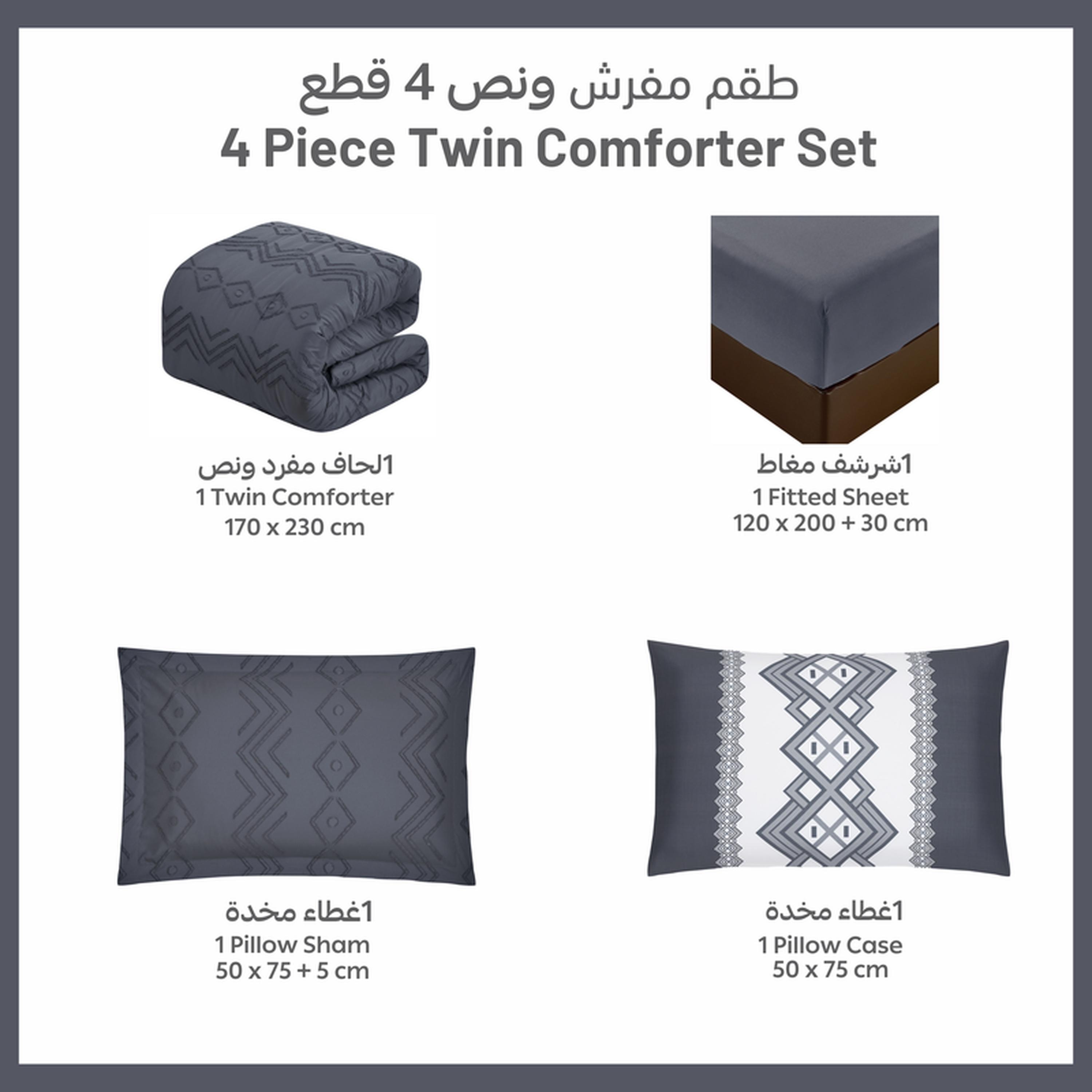 Tufted Embroidered 4-Piece Single Comforter Set - 170x230 cms-household-bedding-comfortersandbedspreads-comforters-image-15