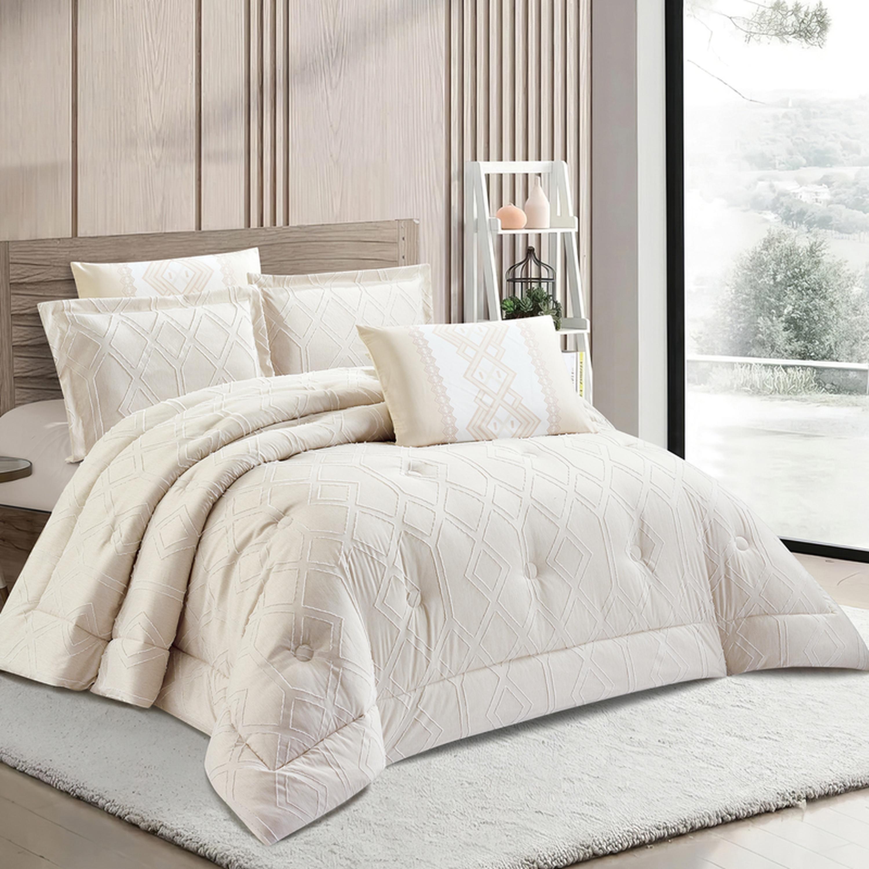 طقم لحاف كينج مطرز بأزرار 6 قطع من دونتيلا - 240x260 سم-household-bedding-comfortersandbedspreads-comforters-image-36
