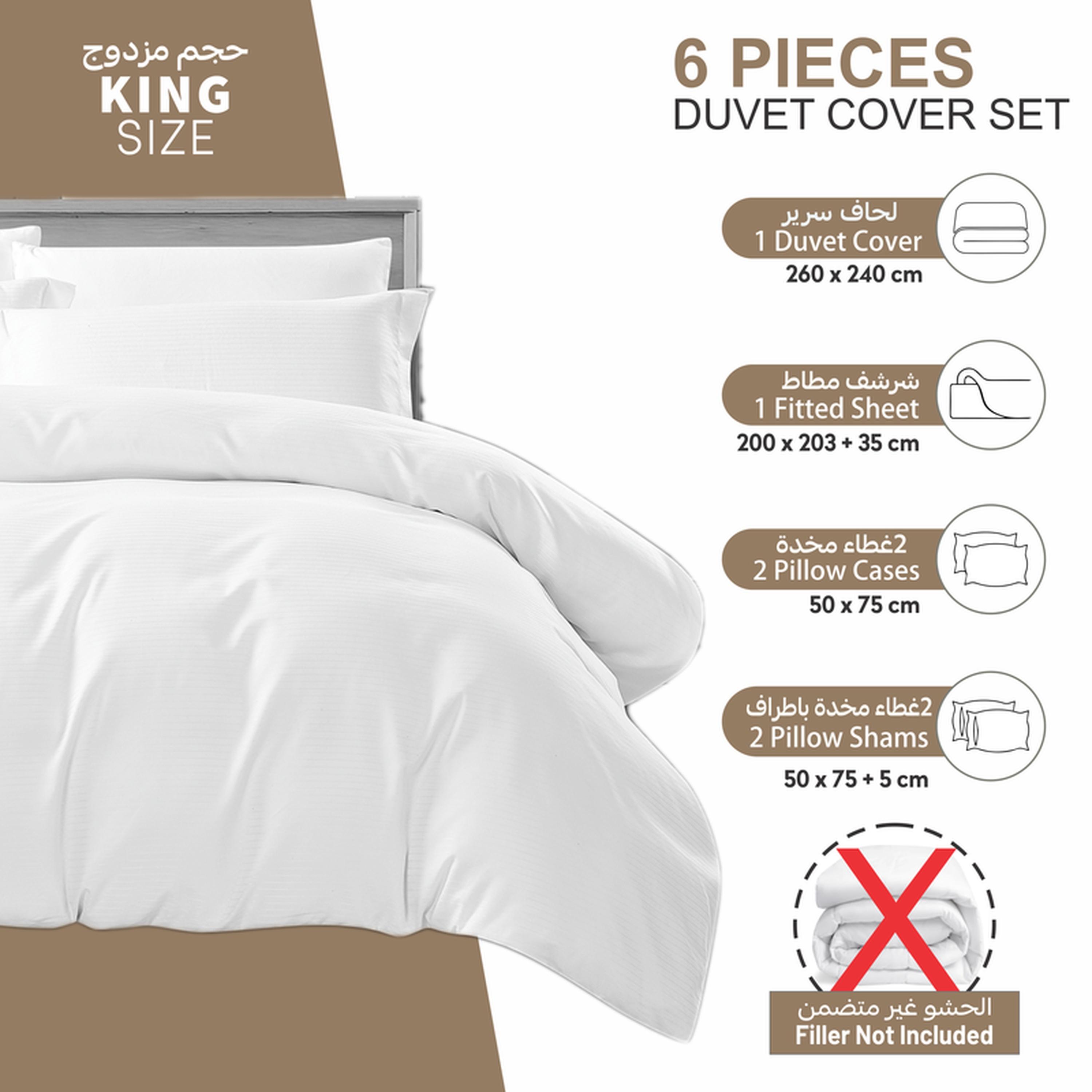 طقم غطاء لحاف كينج مخطط 6 قطع من دونتيلا - 260×240 سم-household-bedding-duvetandcovers-duvetcovers-image-4