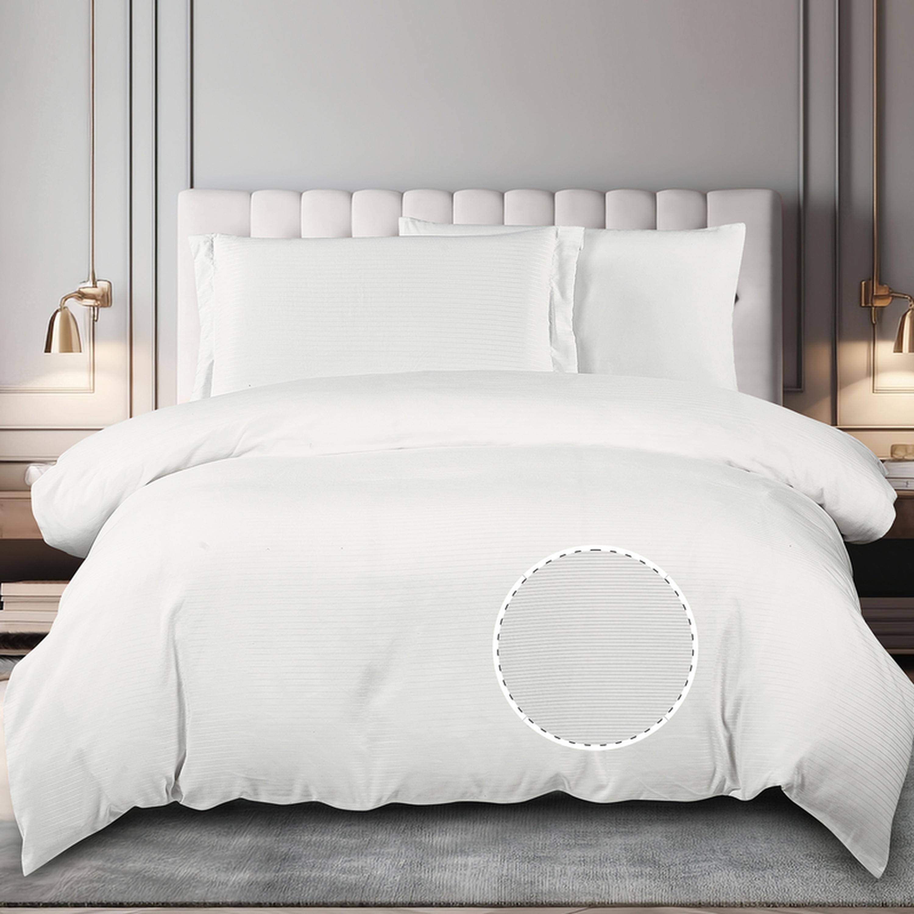 طقم غطاء لحاف مفرد فندقي مايكروفايبر مقلم 4 قطع من دونتيلا - 170x230 سم-household-bedding-duvetandcovers-duvetcovers-image-1