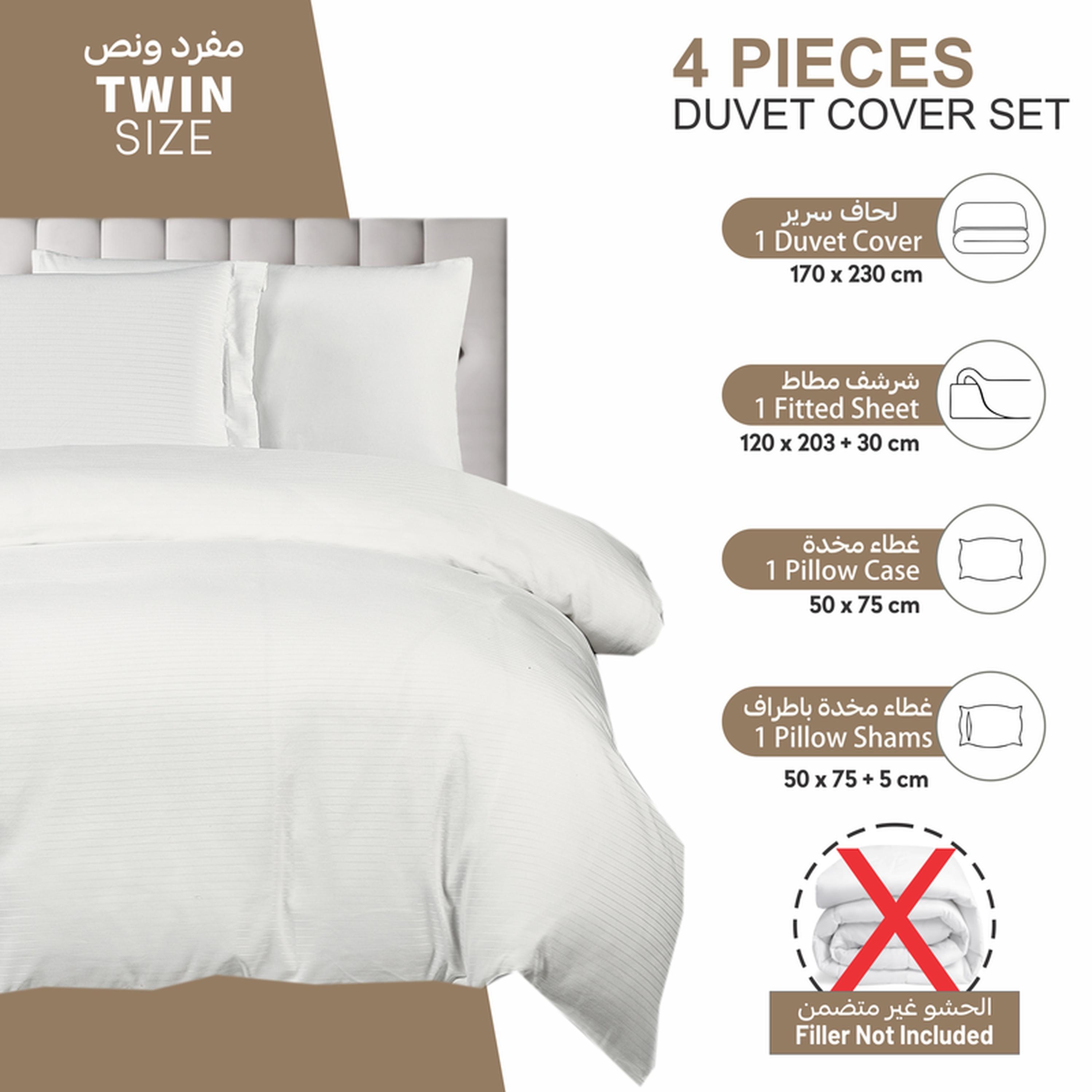 طقم غطاء لحاف مفرد فندقي مايكروفايبر مقلم 4 قطع من دونتيلا - 170x230 سم-household-bedding-duvetandcovers-duvetcovers-image-3