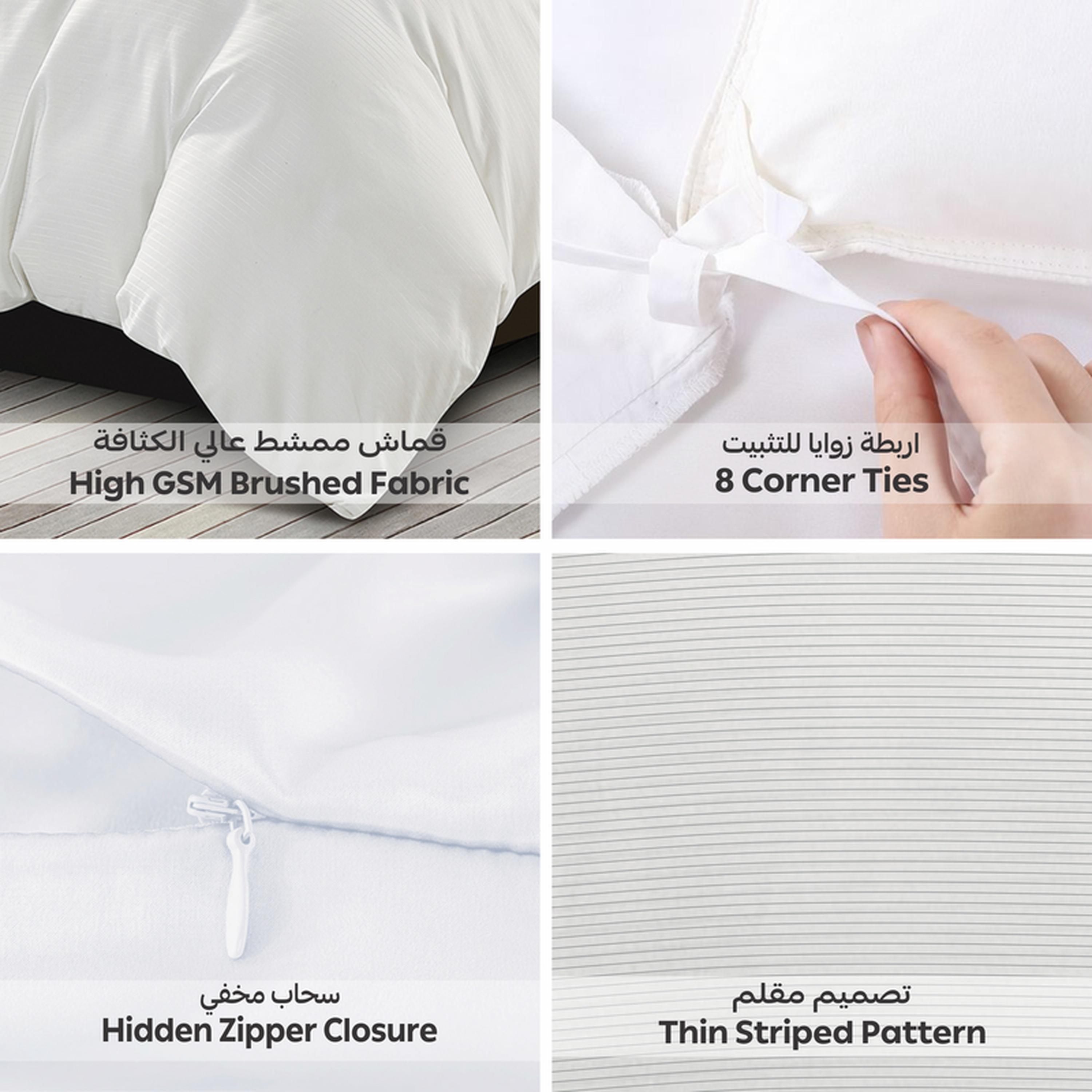 Hotel 4-Piece Striped Microfibre Single Duvet Cover Set - 170x230 cms-household-bedding-duvetandcovers-duvetcovers-image-4