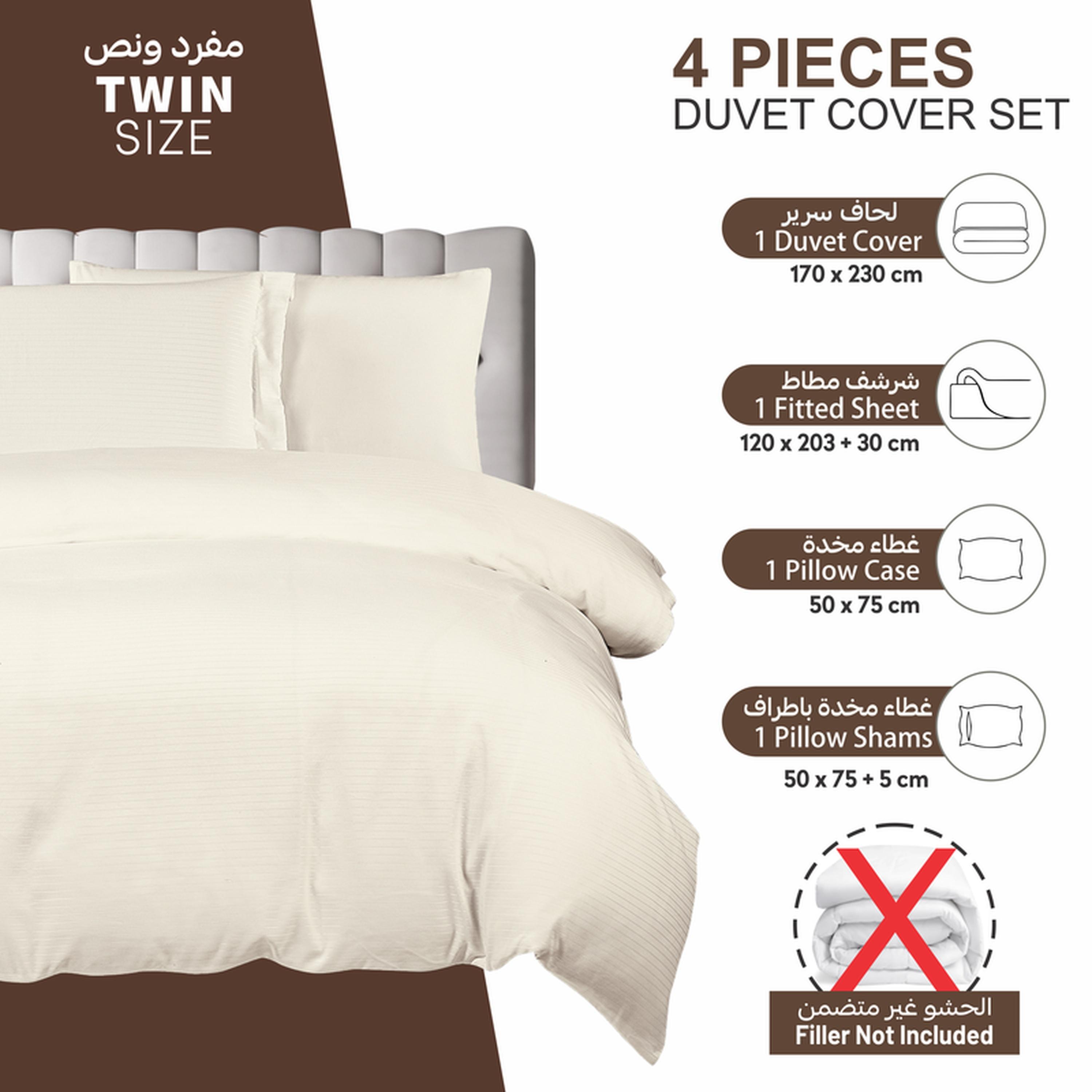 طقم غطاء لحاف مفرد فندقي مايكروفايبر مقلم 4 قطع من دونتيلا - 170x230 سم-household-bedding-duvetandcovers-duvetcovers-image-9