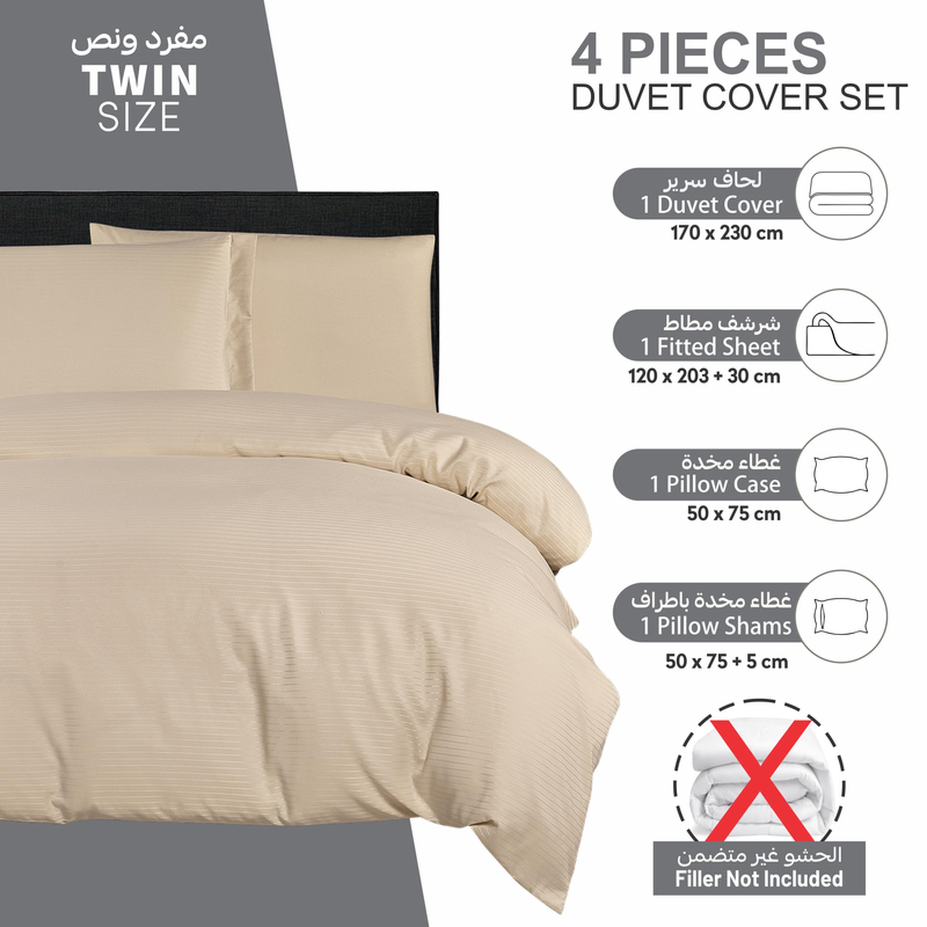 طقم غطاء لحاف مفرد فندقي مايكروفايبر مقلم 4 قطع من دونتيلا - 170x230 سم-household-bedding-duvetandcovers-duvetcovers-image-21