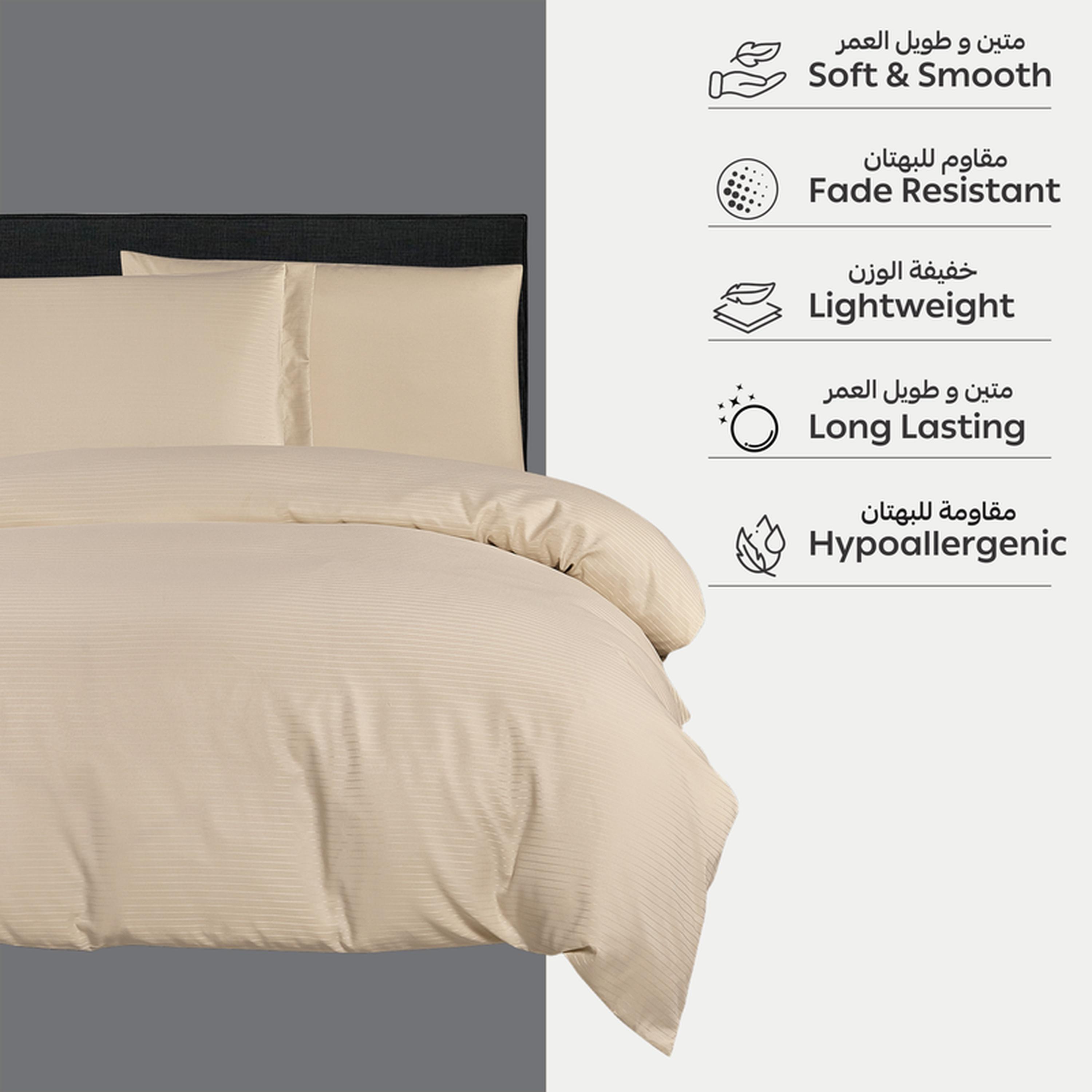 طقم غطاء لحاف مفرد فندقي مايكروفايبر مقلم 4 قطع من دونتيلا - 170x230 سم-household-bedding-duvetandcovers-duvetcovers-image-23