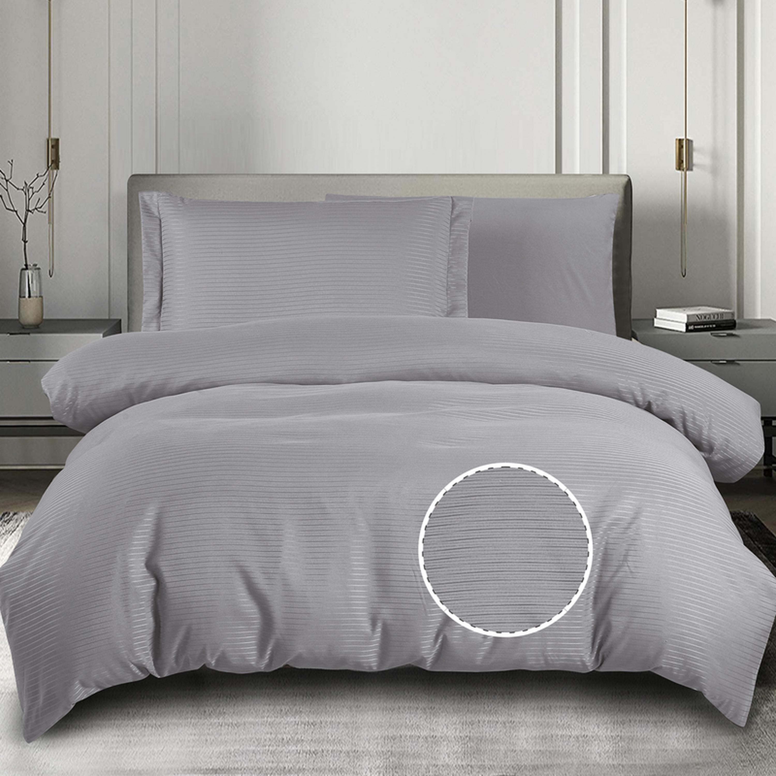 طقم غطاء لحاف مفرد فندقي مايكروفايبر مقلم 4 قطع من دونتيلا - 170x230 سم-household-bedding-duvetandcovers-duvetcovers-image-25