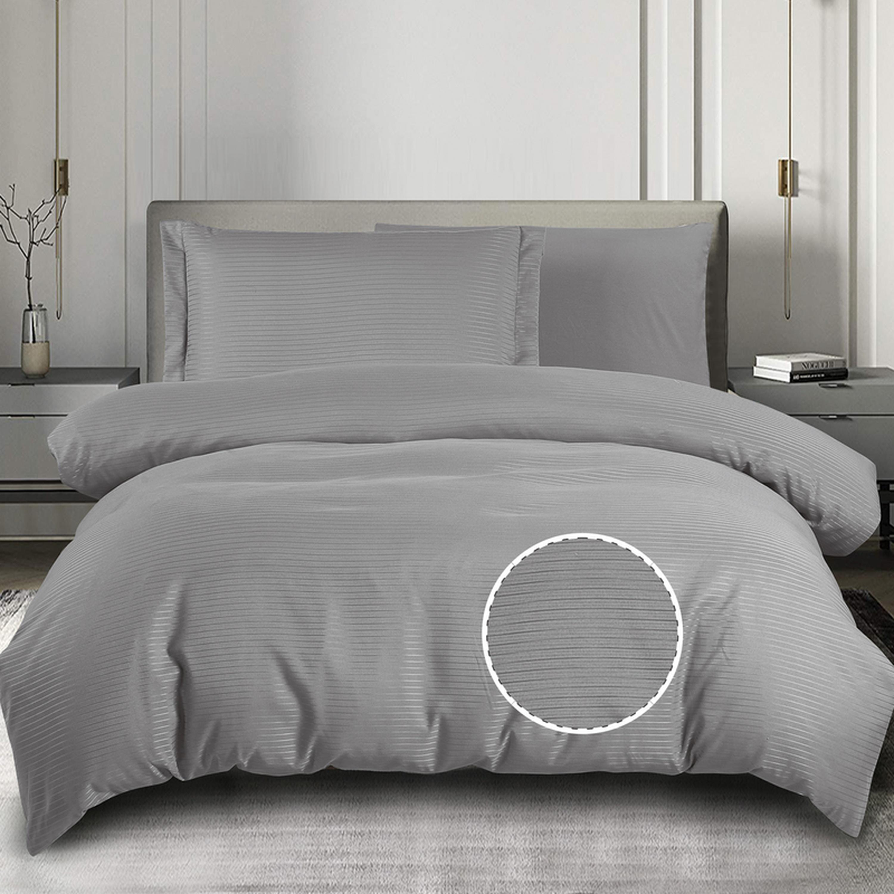 طقم غطاء لحاف مفرد فندقي مايكروفايبر مقلم 4 قطع من دونتيلا - 170x230 سم-household-bedding-duvetandcovers-duvetcovers-image-31