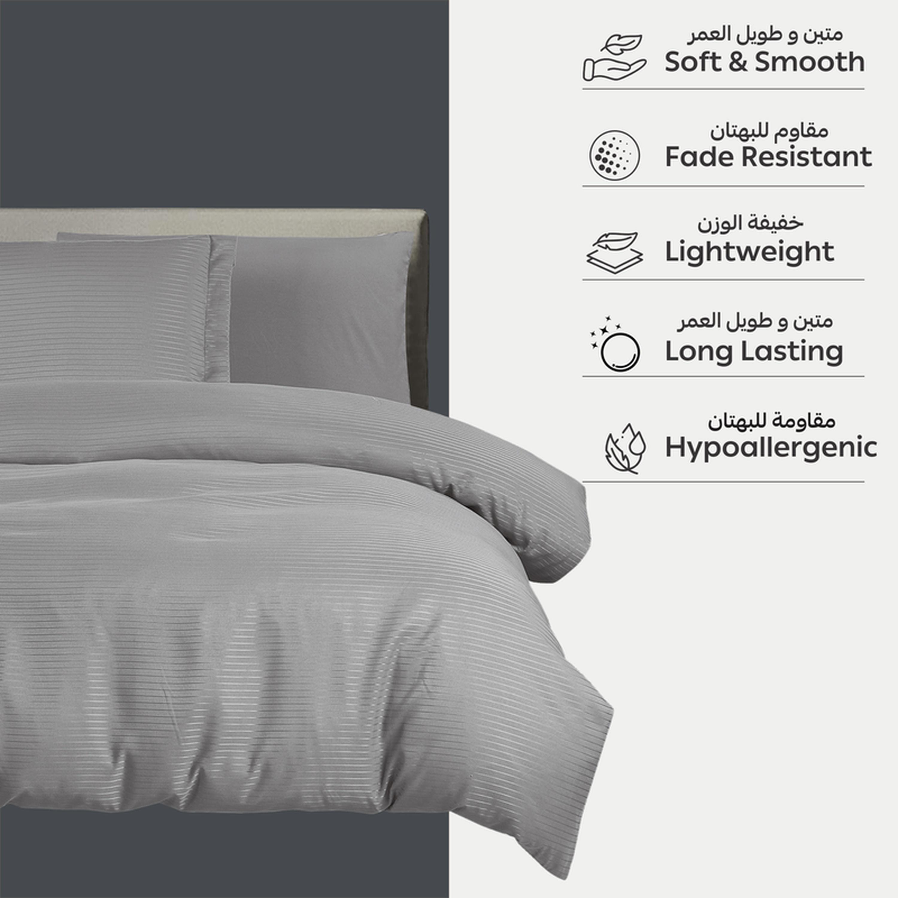 طقم غطاء لحاف مفرد فندقي مايكروفايبر مقلم 4 قطع من دونتيلا - 170x230 سم-household-bedding-duvetandcovers-duvetcovers-image-35