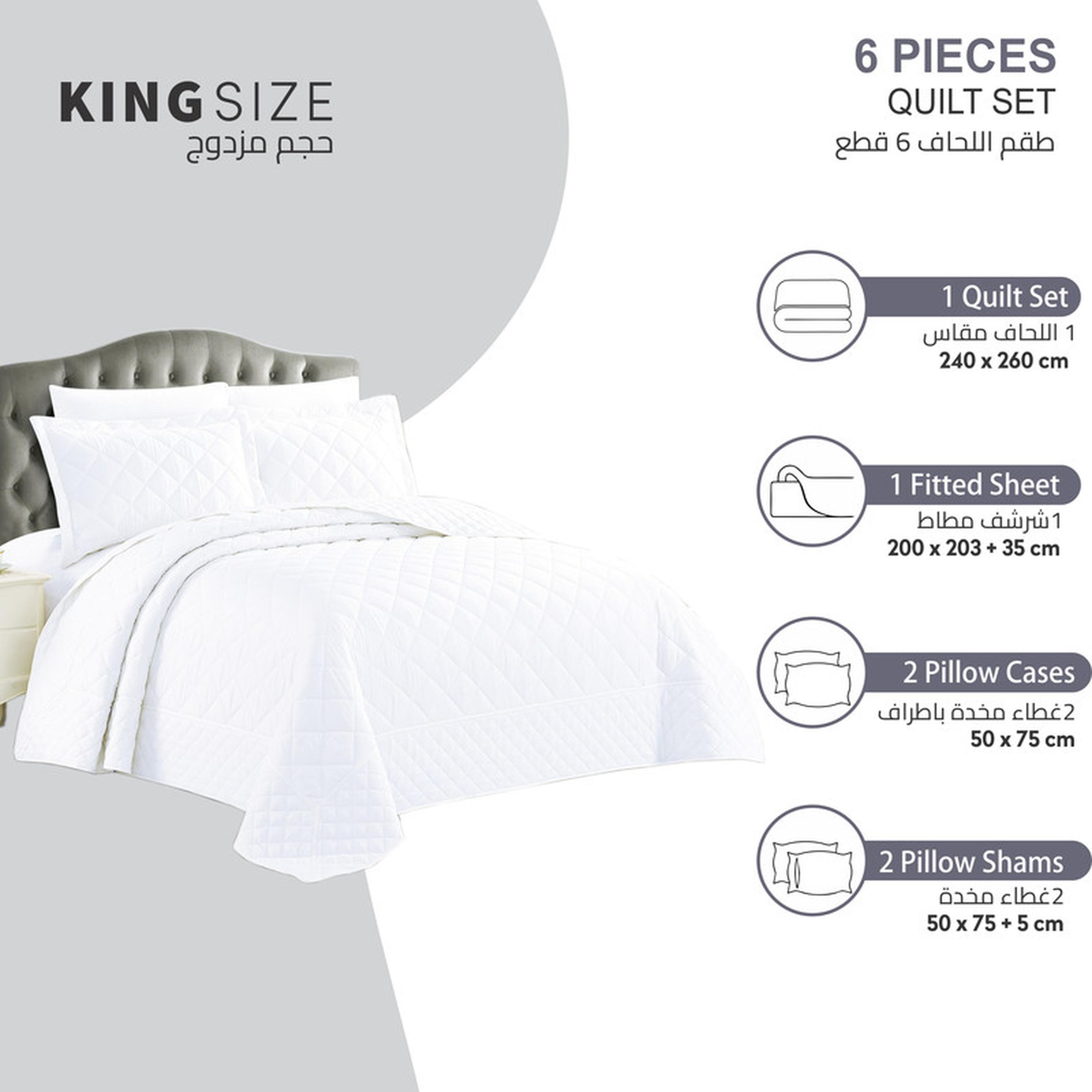Diamond Quilted 6-Piece King Bedding Set - 240x260 cms-household-bedding-comfortersandbedspreads-comforters-image-3