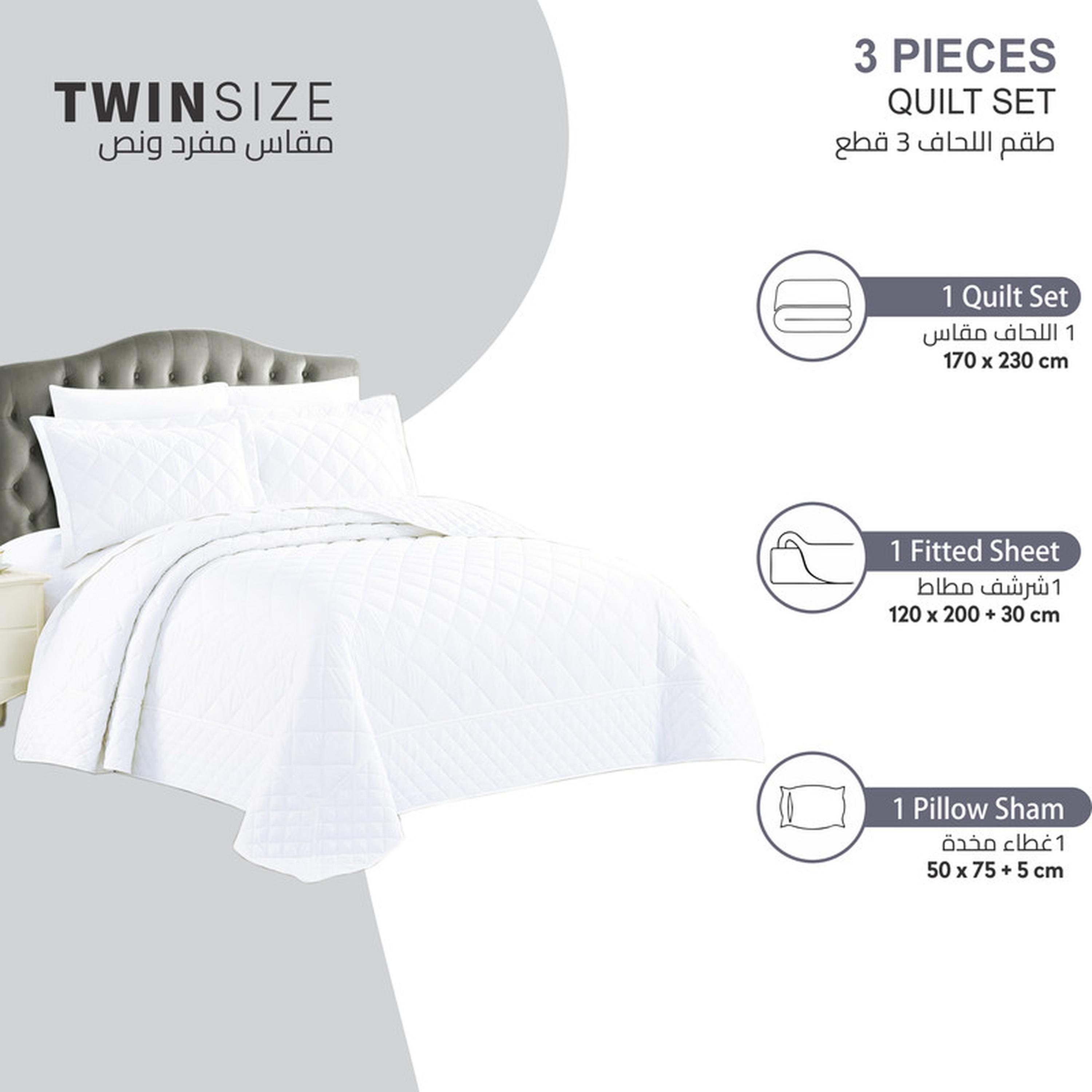 Solid 3-Piece Textured Twin Quilt Set - 170x230 cms-household-bedding-comfortersandbedspreads-comforters-image-3