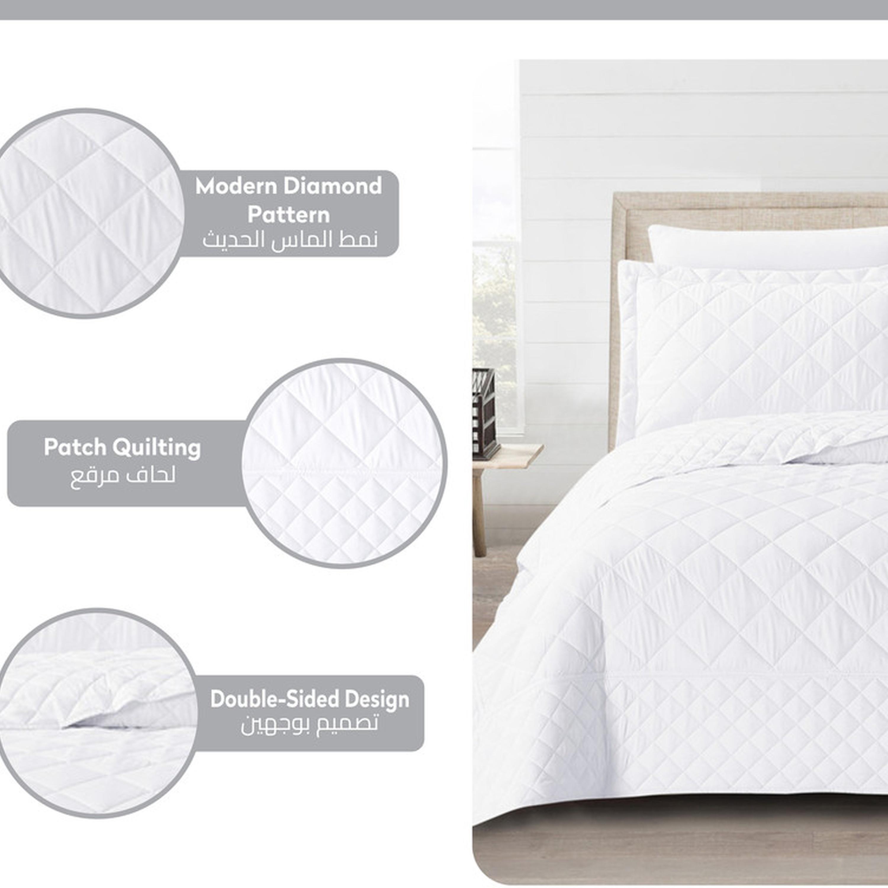 Solid 3-Piece Textured Twin Quilt Set - 170x230 cms-household-bedding-comfortersandbedspreads-comforters-image-4