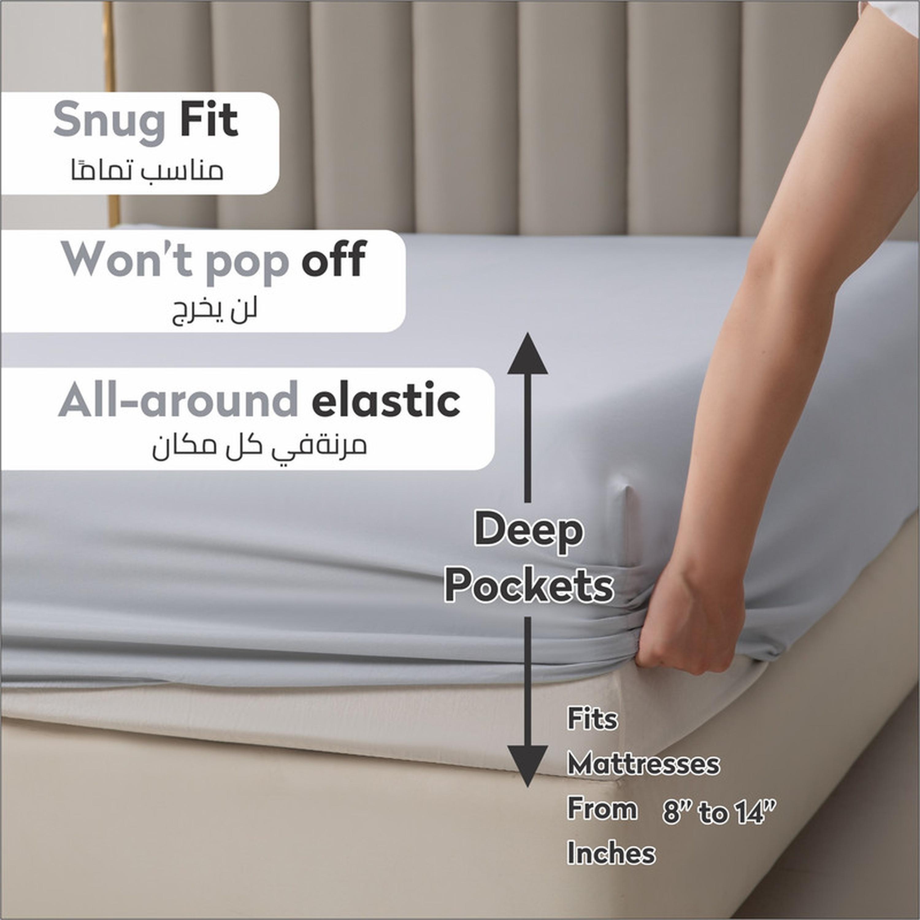 Solid 3-Piece King Fitted Sheet Set - 180x200 cms-household-bedding-sheetsandpillowcases-fittedsheets-image-2