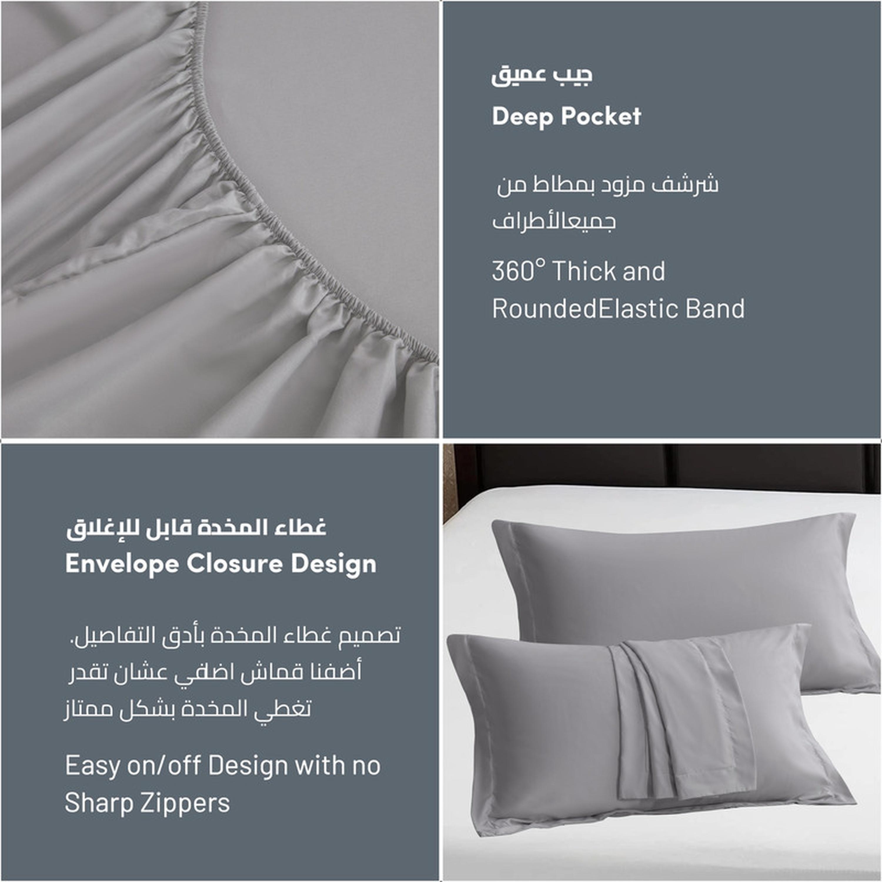 Solid 3-Piece King Fitted Sheet Set - 180x200 cms-household-bedding-sheetsandpillowcases-fittedsheets-image-34