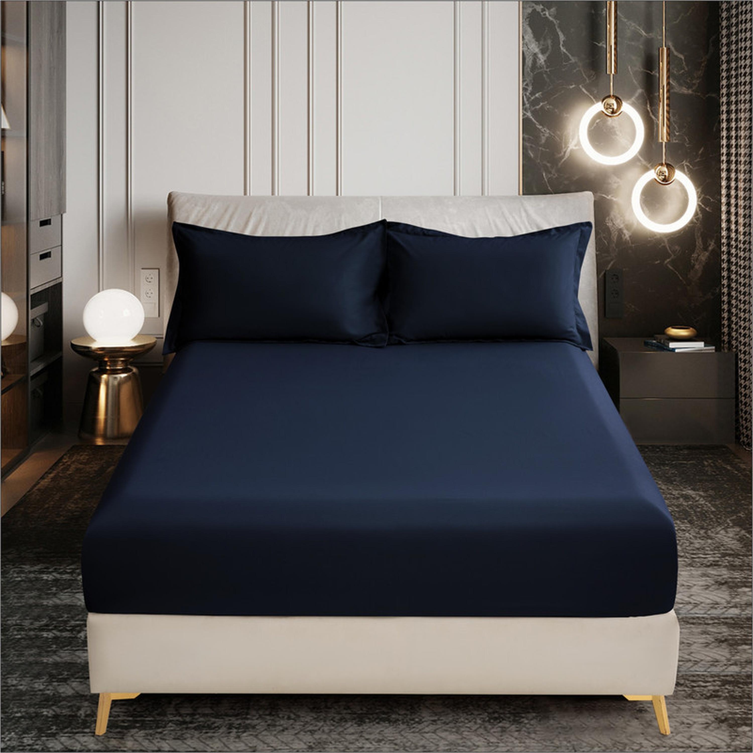 Solid 3-Piece Deep Pocket Super King Fitted Sheet Set - 200x200 cms-household-bedding-sheetsandpillowcases-fittedsheets-image-1
