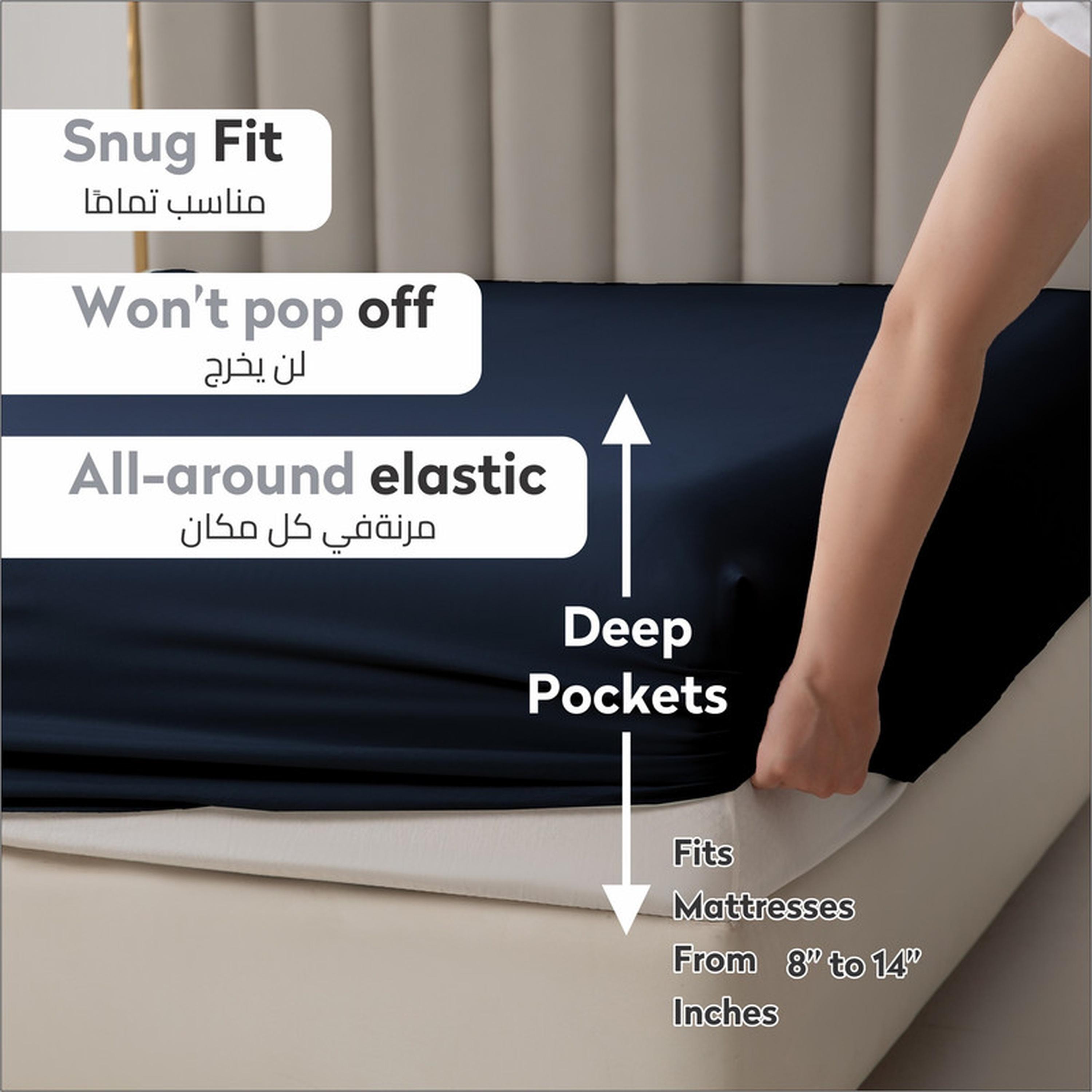 Solid 3-Piece Deep Pocket Super King Fitted Sheet Set - 200x200 cms-household-bedding-sheetsandpillowcases-fittedsheets-image-2