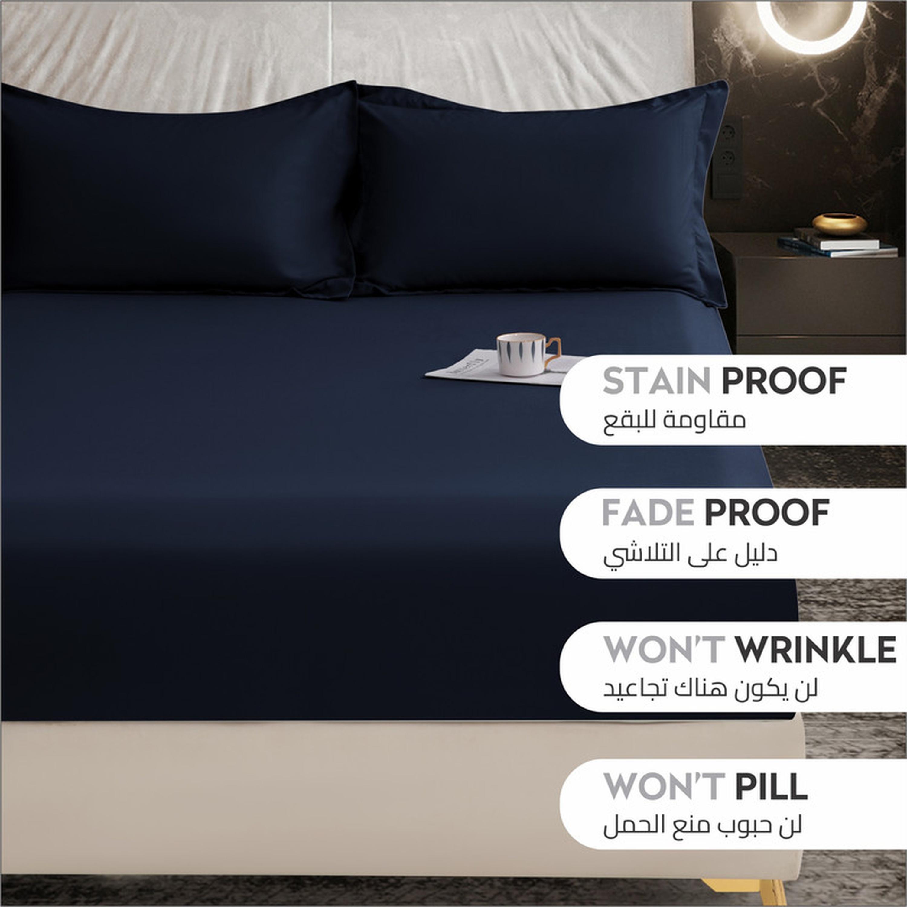 Solid 3-Piece Deep Pocket Super King Fitted Sheet Set - 200x200 cms-household-bedding-sheetsandpillowcases-fittedsheets-image-4
