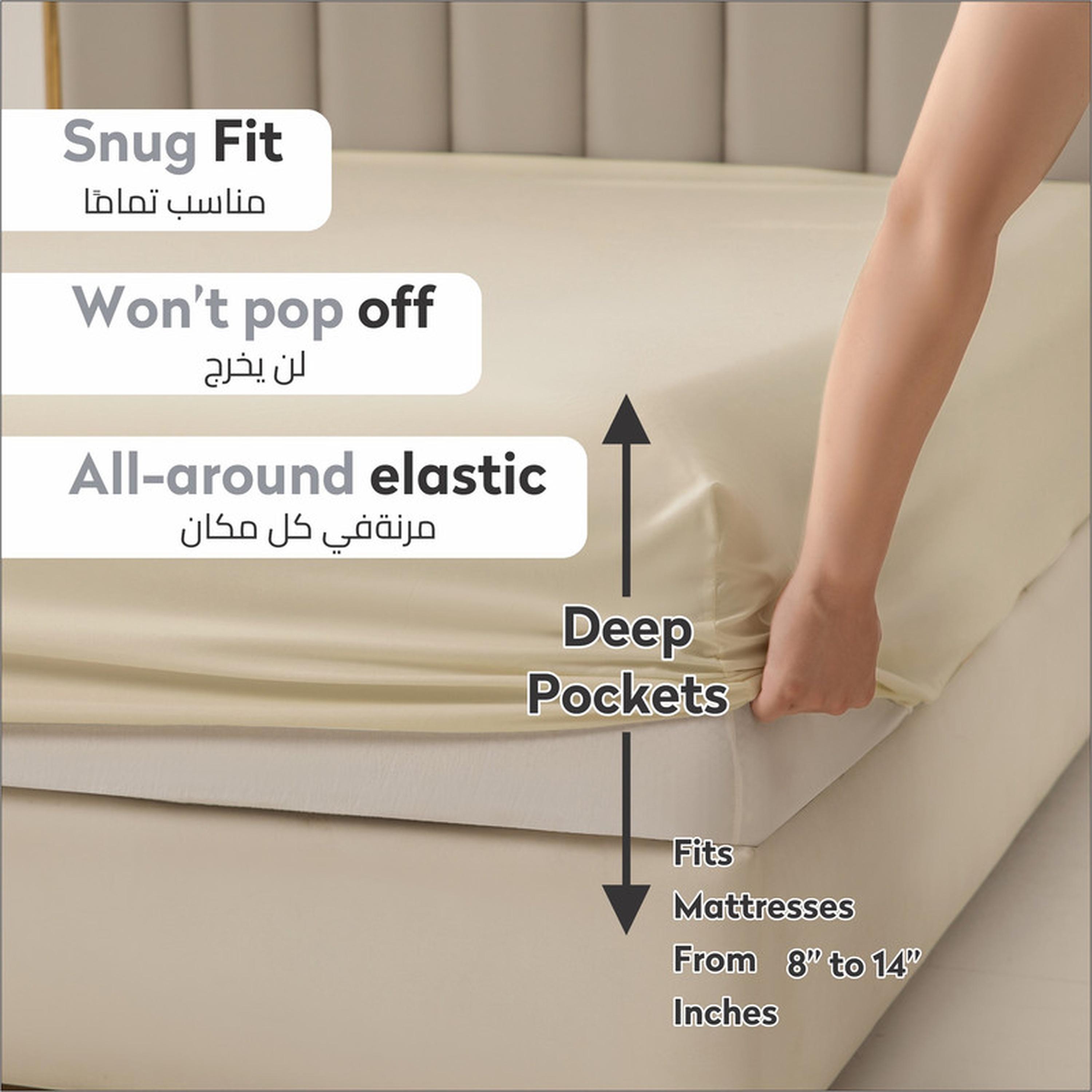 Solid 3-Piece Deep Pocket Super King Fitted Sheet Set - 200x200 cms-household-bedding-sheetsandpillowcases-fittedsheets-image-2