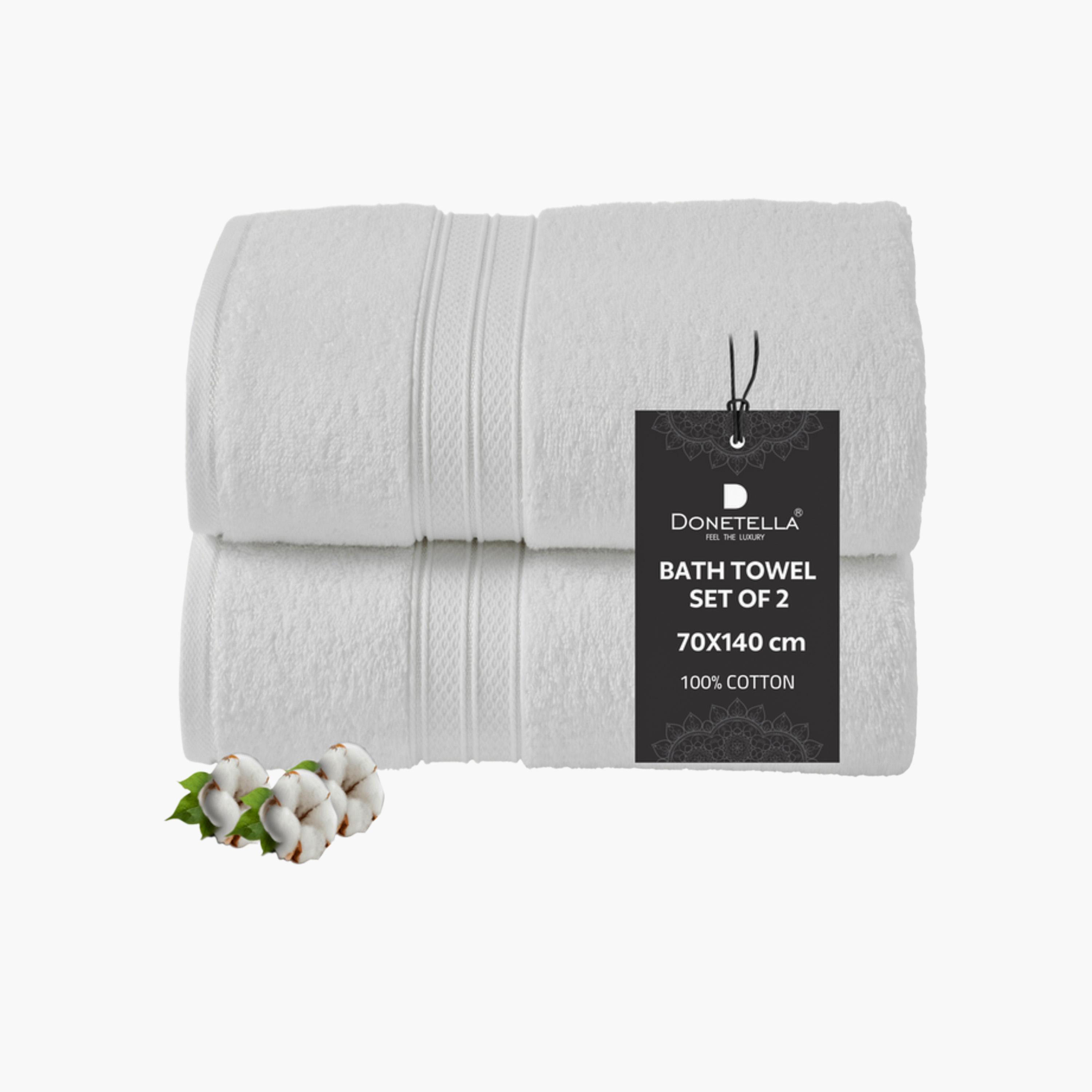 Solid 2-Piece 600 GSM Combed Cotton Bath Towel Set - 70x140 cms-household-bathandlaundry-bathlinen-towels-image-1