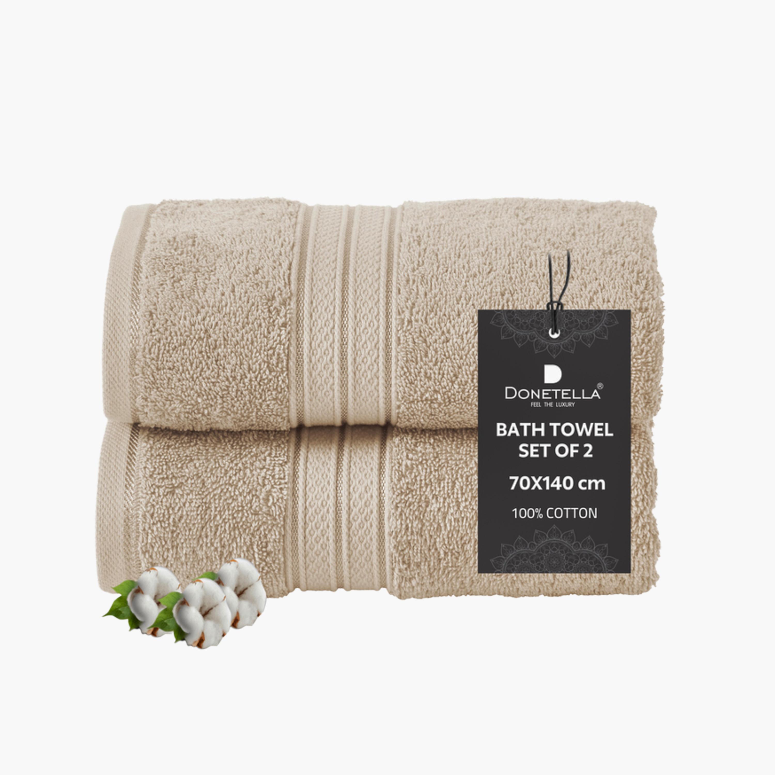 Solid 2-Piece 600 GSM Combed Cotton Bath Towel Set - 70x140 cms-household-bathandlaundry-bathlinen-towels-image-1