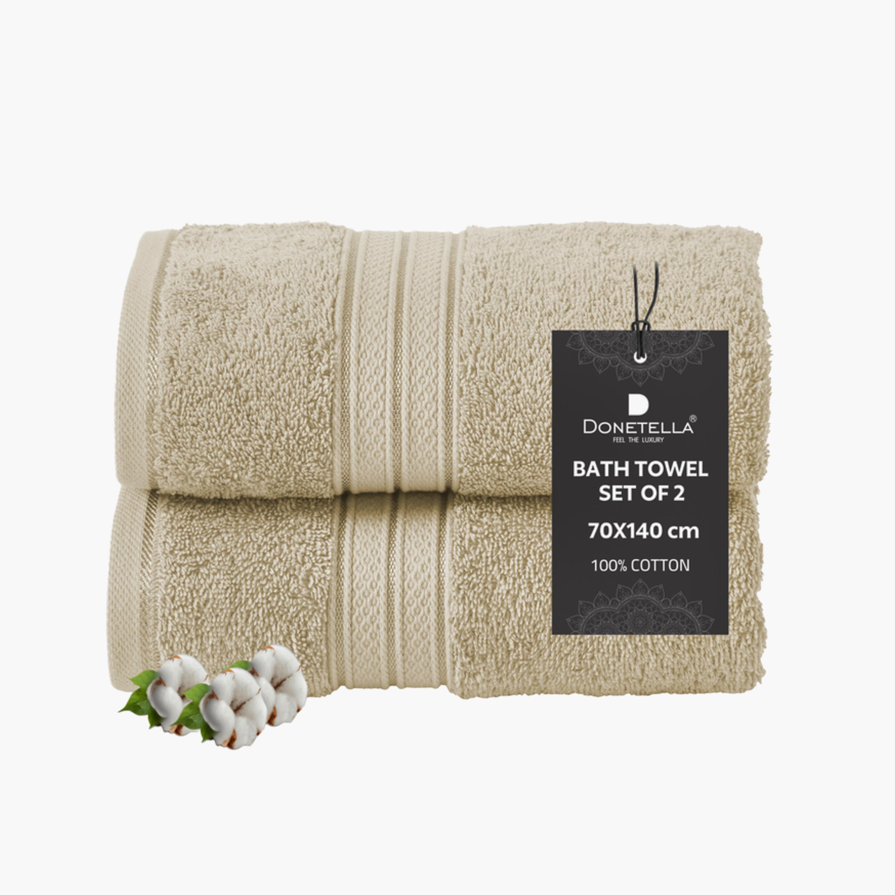 Solid 2-Piece 600 GSM Combed Cotton Bath Towel Set - 70x140 cms-household-bathandlaundry-bathlinen-towels-image-1
