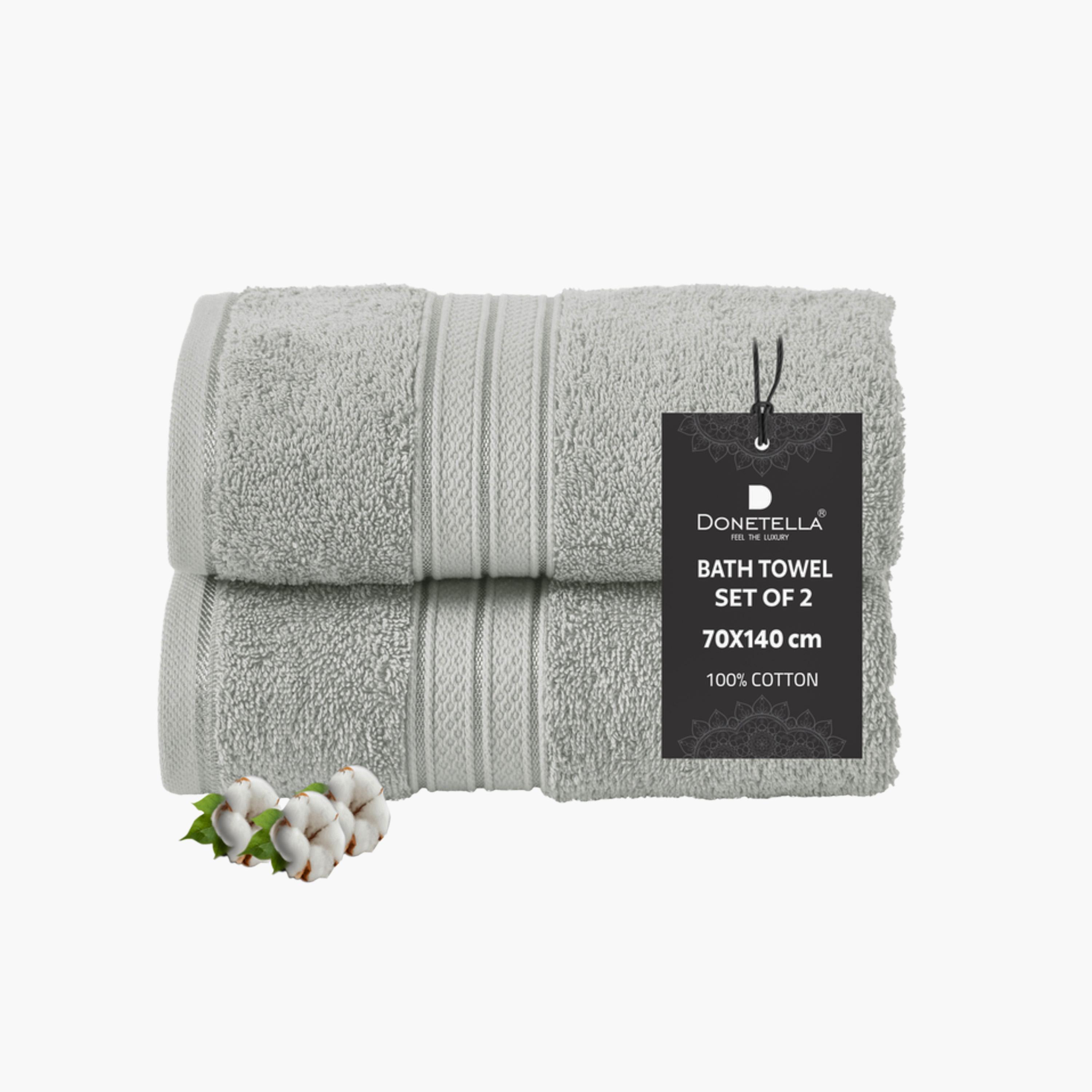Solid 2-Piece 600 GSM Combed Cotton Bath Towel Set - 70x140 cms-household-bathandlaundry-bathlinen-towels-image-1