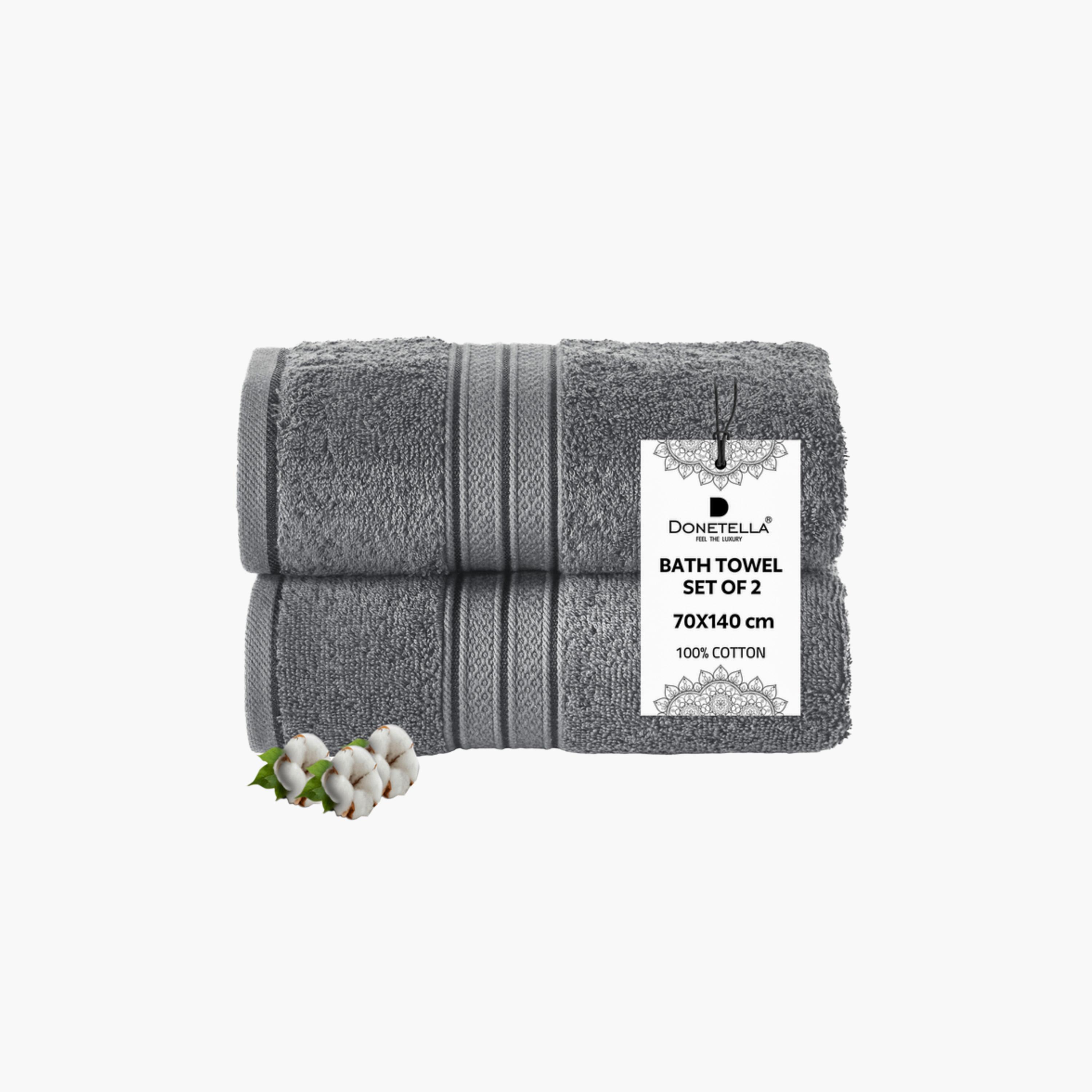Solid 2-Piece 600 GSM Combed Cotton Bath Towel Set - 70x140 cms-household-bathandlaundry-bathlinen-towels-image-1