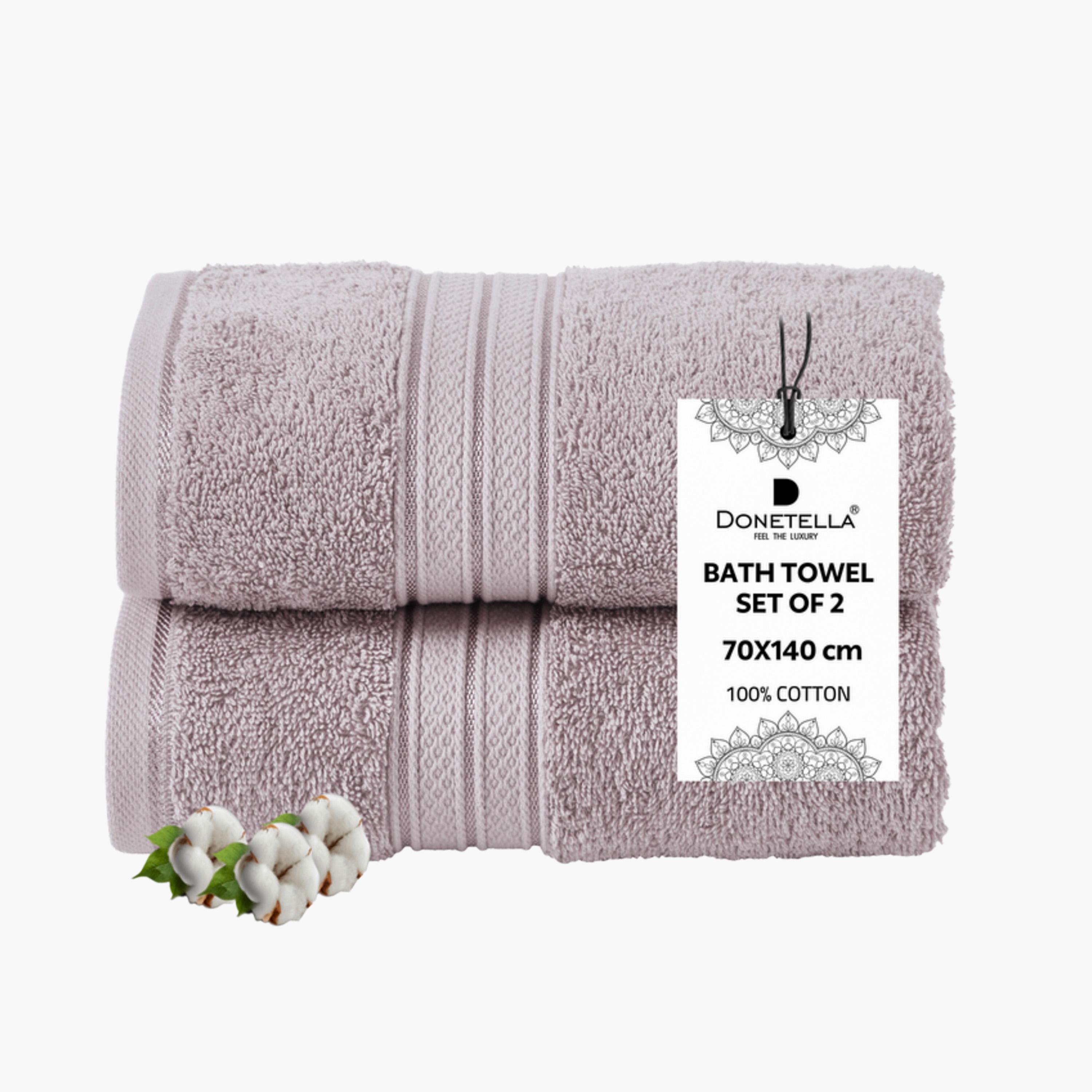 Solid 2-Piece 600 GSM Combed Cotton Bath Towel Set - 70x140 cms-household-bathandlaundry-bathlinen-towels-image-1