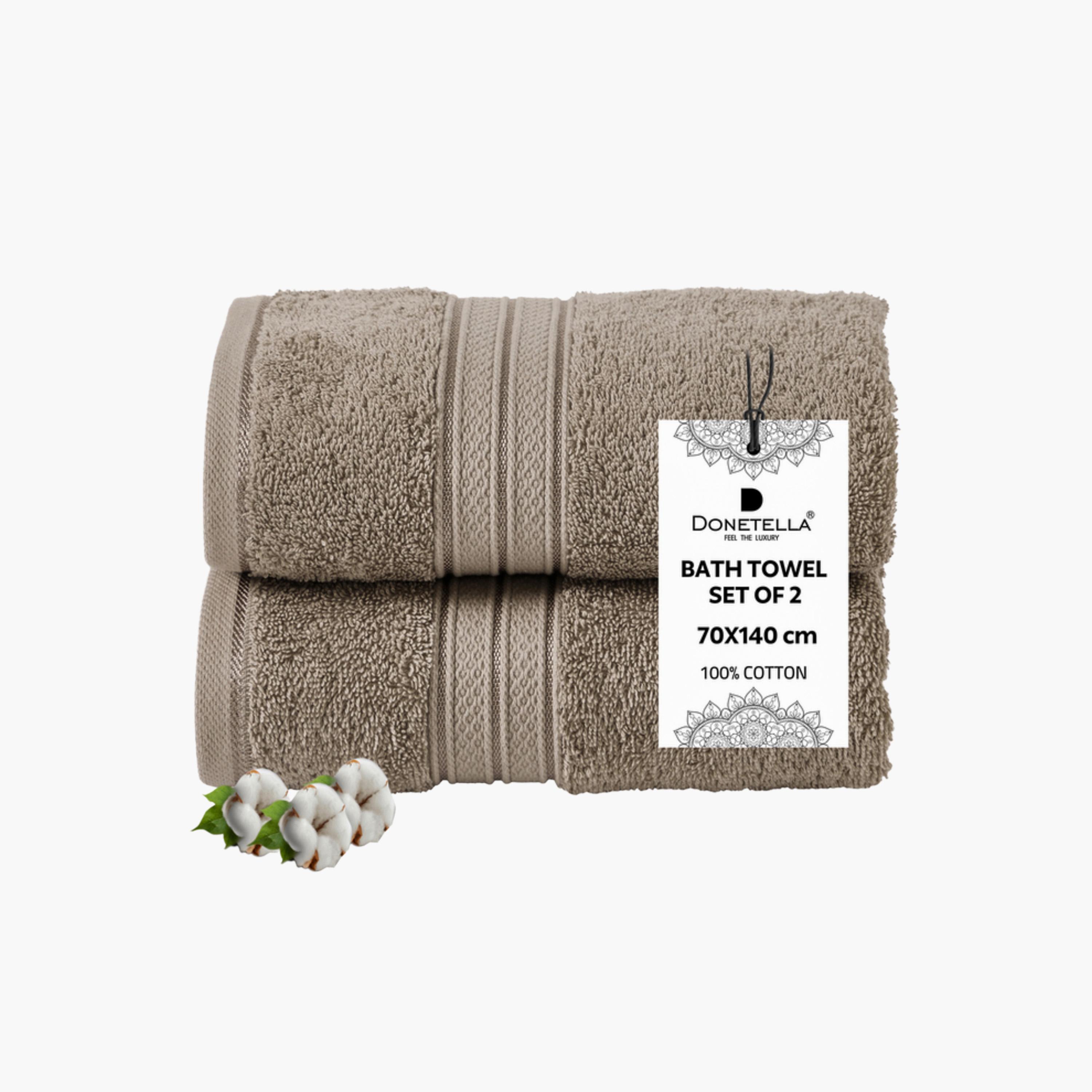 Solid 2-Piece 600 GSM Combed Cotton Bath Towel Set - 70x140 cms-household-bathandlaundry-bathlinen-towels-image-1