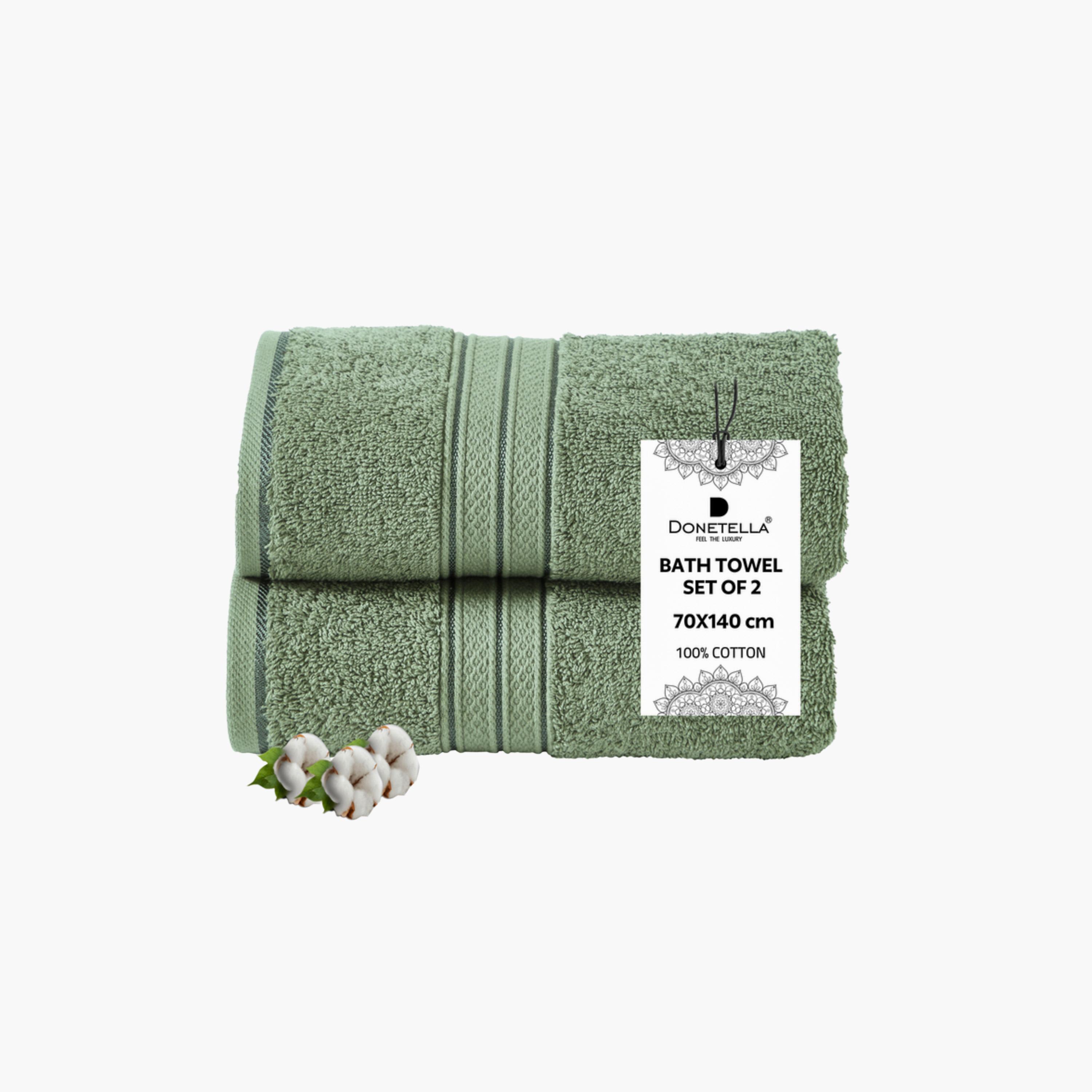 Solid 2-Piece 600 GSM Combed Cotton Bath Towel Set - 70x140 cms-household-bathandlaundry-bathlinen-towels-image-1
