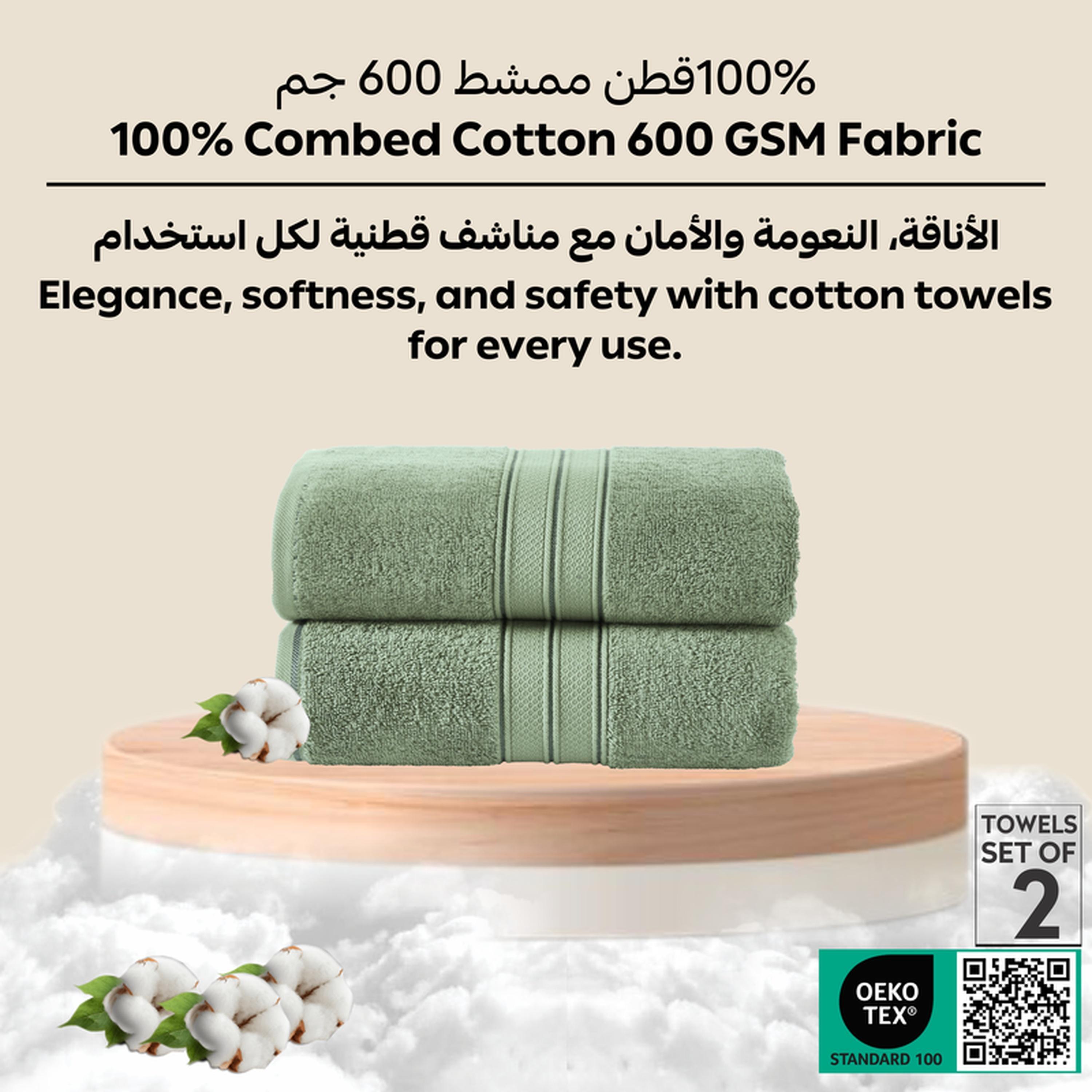 Solid 2-Piece 600 GSM Combed Cotton Bath Towel Set - 70x140 cms-household-bathandlaundry-bathlinen-towels-image-6