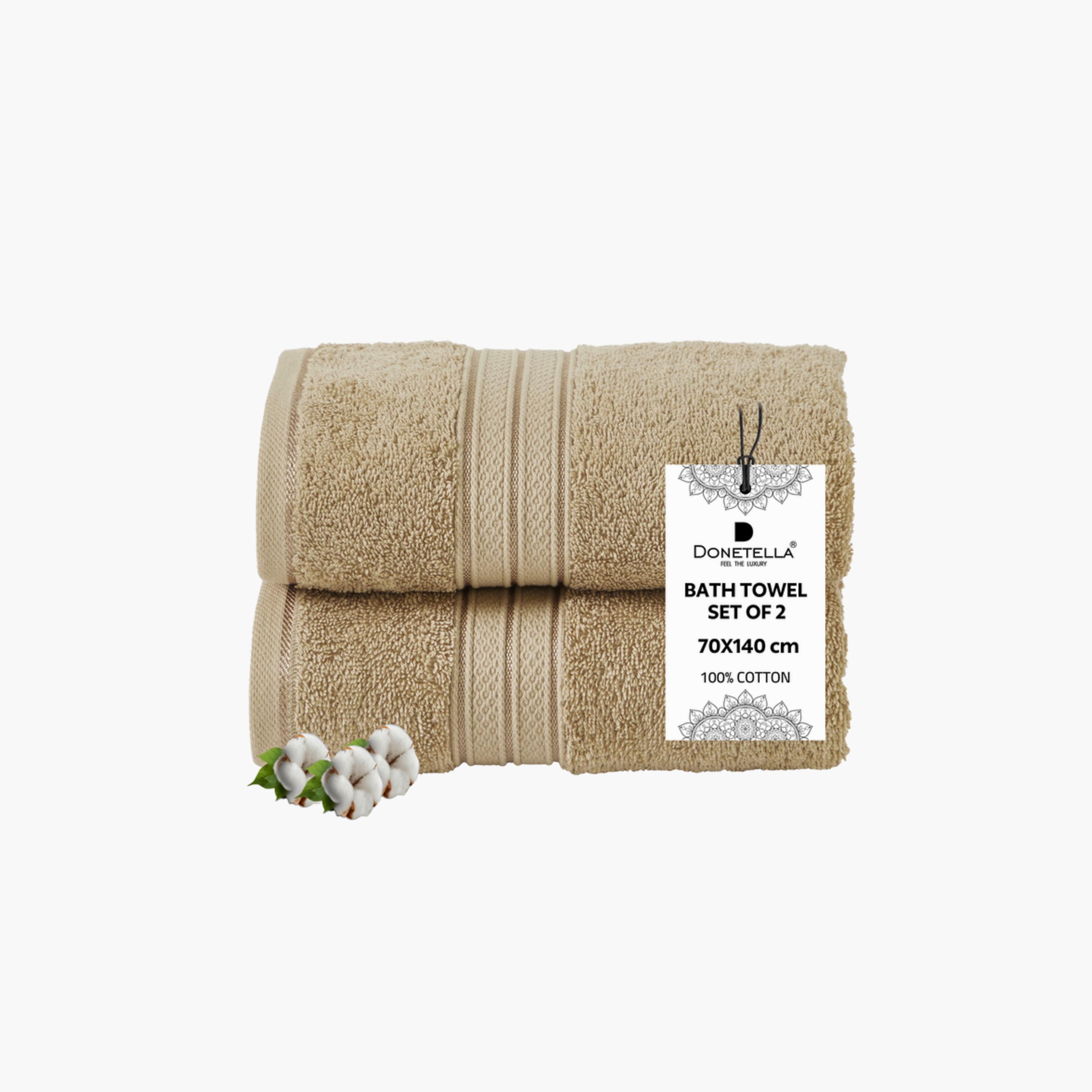 Solid 2-Piece 600 GSM Combed Cotton Bath Towel Set - 70x140 cms-household-bathandlaundry-bathlinen-towels-image-1