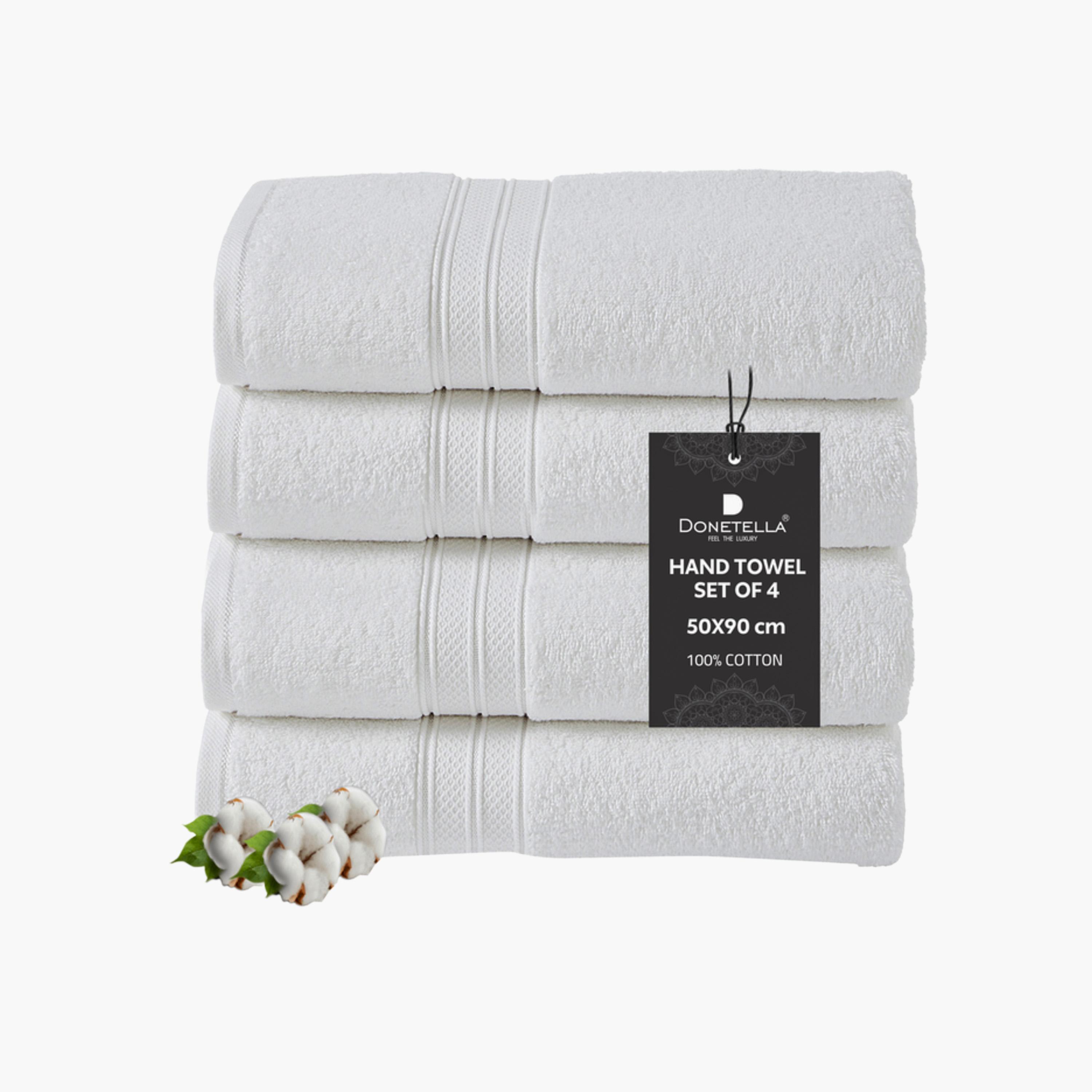 Solid 4-Piece Combed Cotton Hand Towel Set - 50x90 cms-household-bathandlaundry-bathlinen-towels-image-1