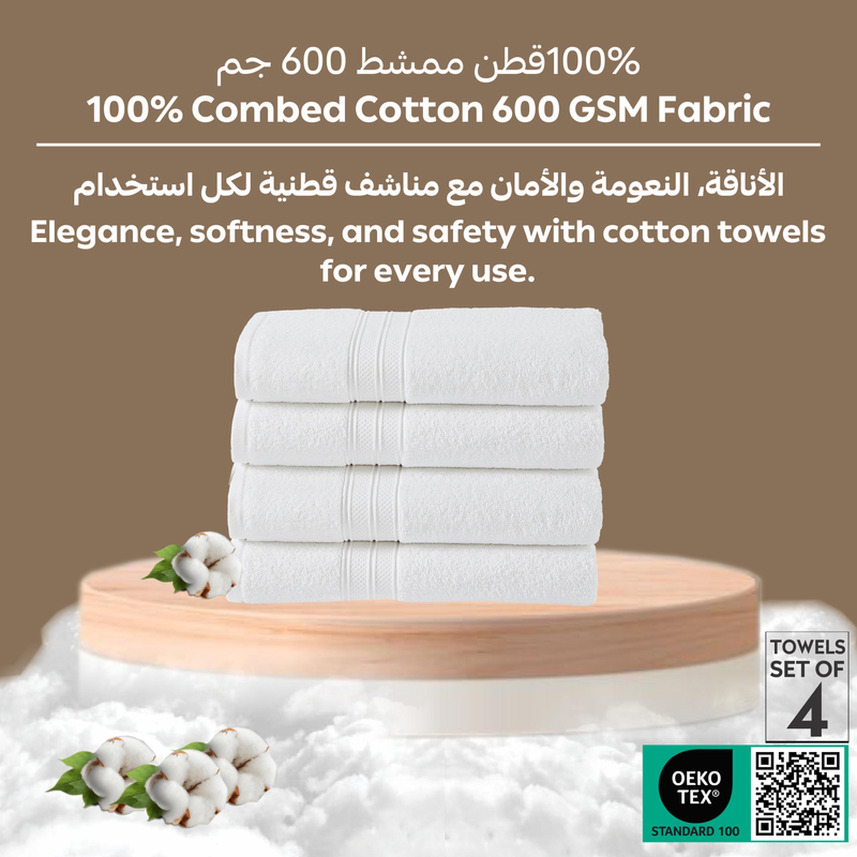 Solid 4-Piece Combed Cotton Hand Towel Set - 50x90 cms-household-bathandlaundry-bathlinen-towels-image-6