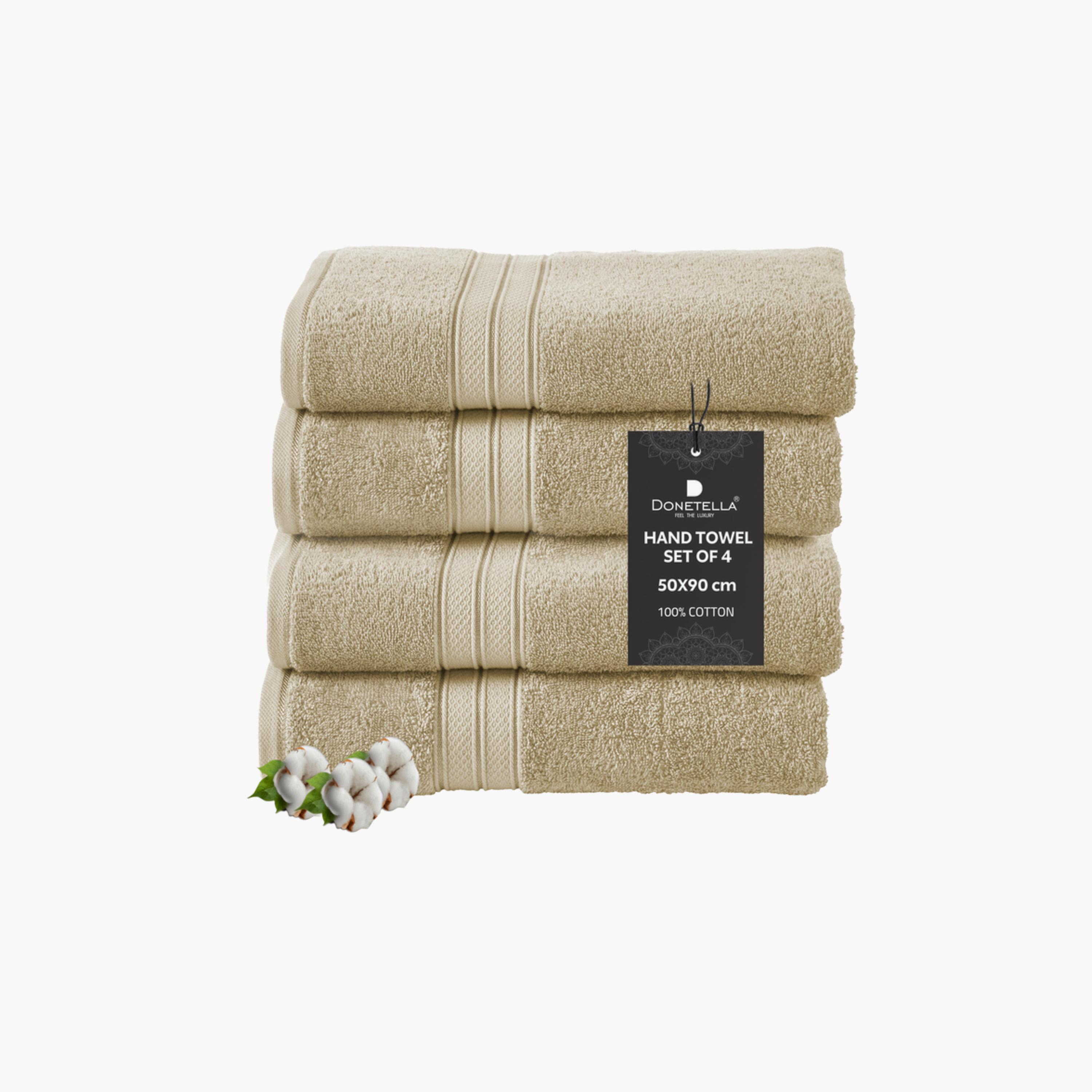 Solid 4-Piece Combed Cotton Hand Towel Set - 50x90 cms-household-bathandlaundry-bathlinen-towels-image-1