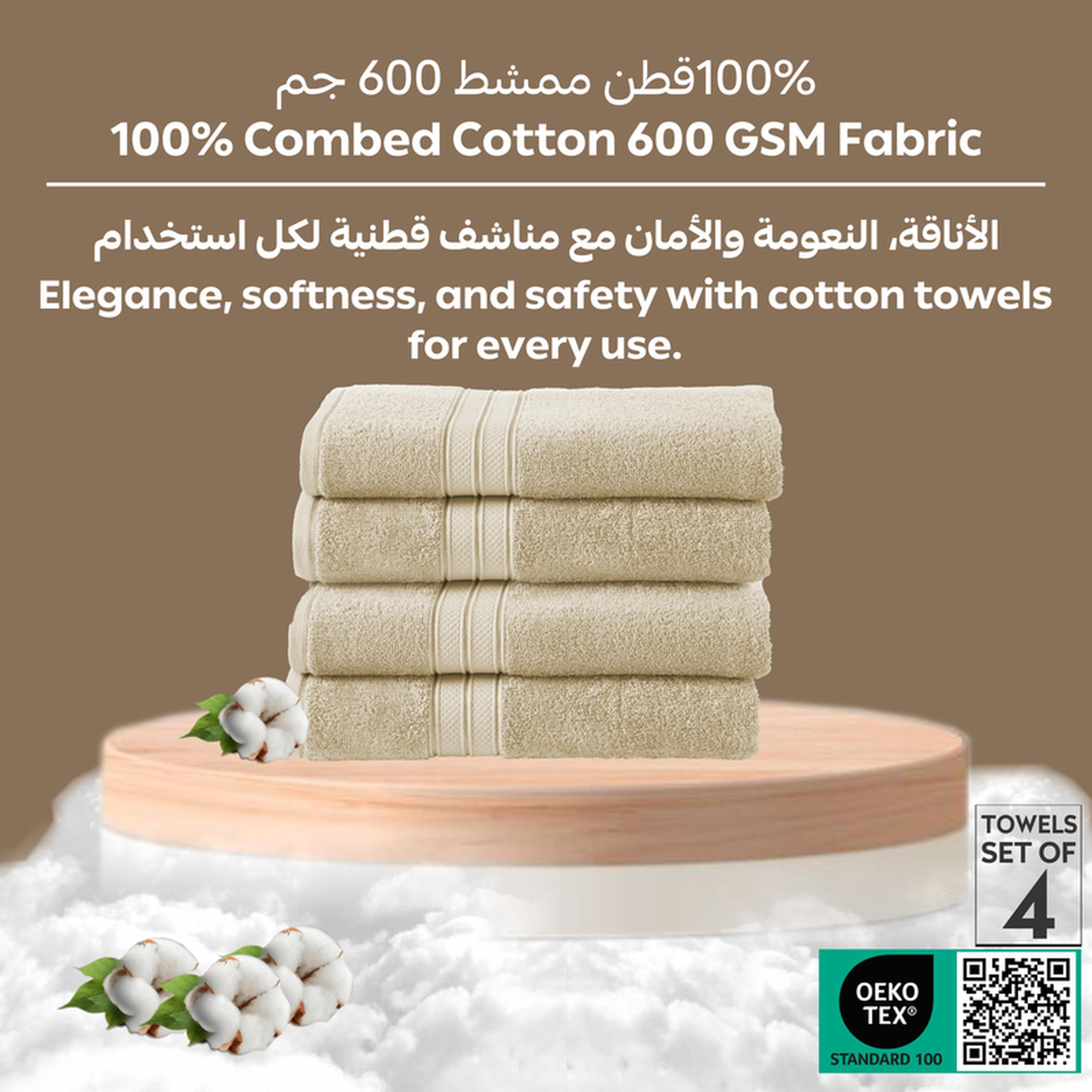 Solid 4-Piece Combed Cotton Hand Towel Set - 50x90 cms-household-bathandlaundry-bathlinen-towels-image-6