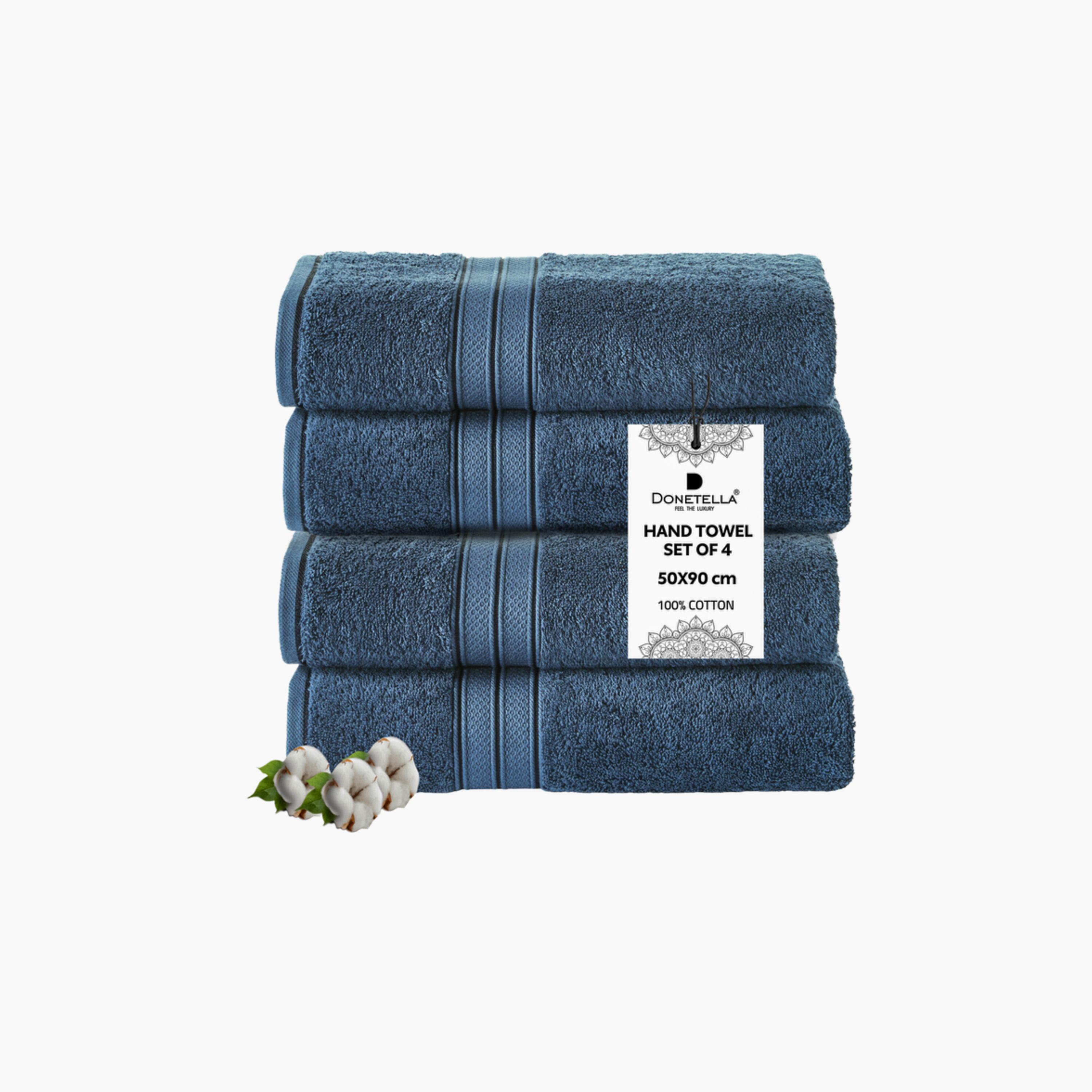 Solid 4-Piece Combed Cotton Hand Towel Set - 50x90 cms-household-bathandlaundry-bathlinen-towels-image-1