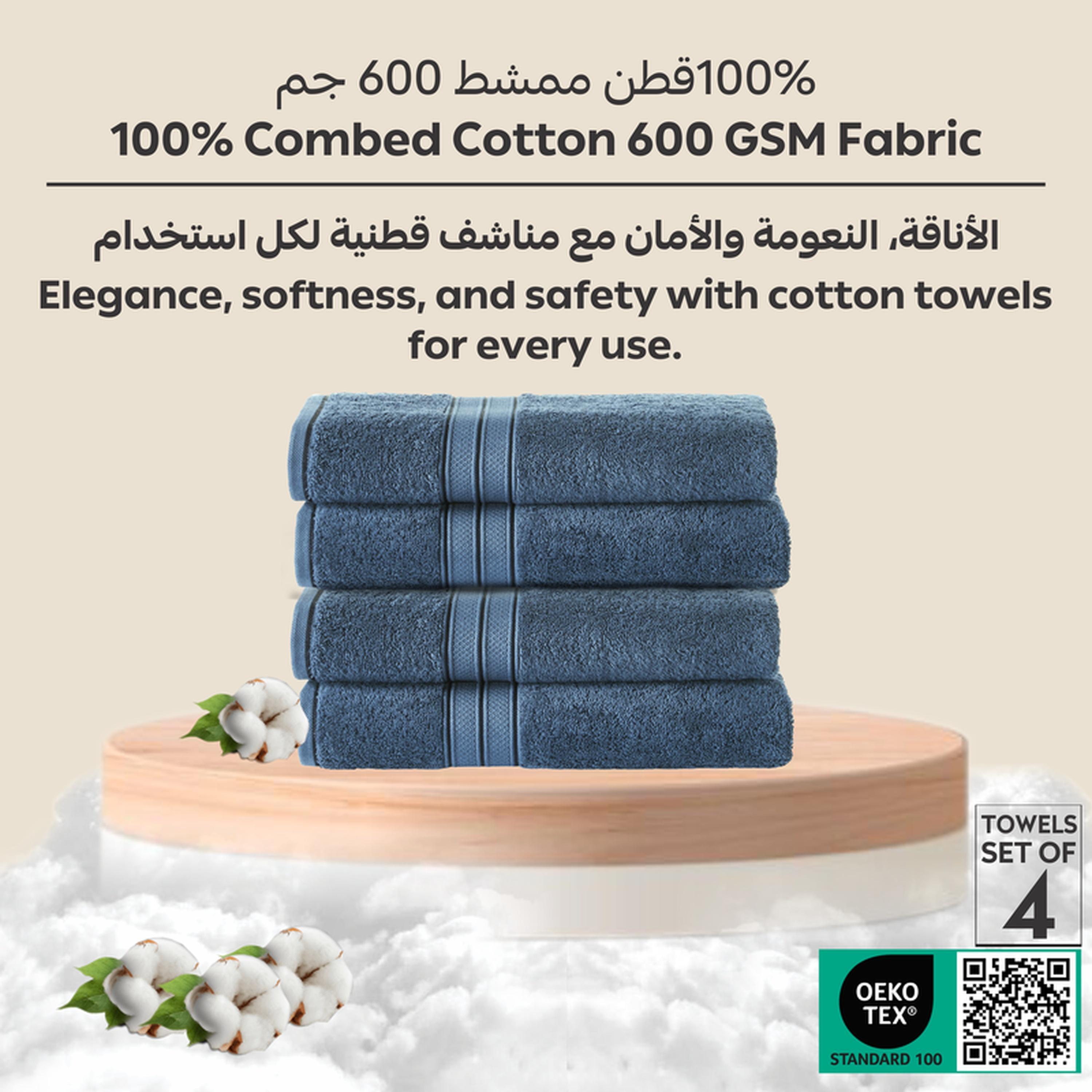 Solid 4-Piece Combed Cotton Hand Towel Set - 50x90 cms-household-bathandlaundry-bathlinen-towels-image-6