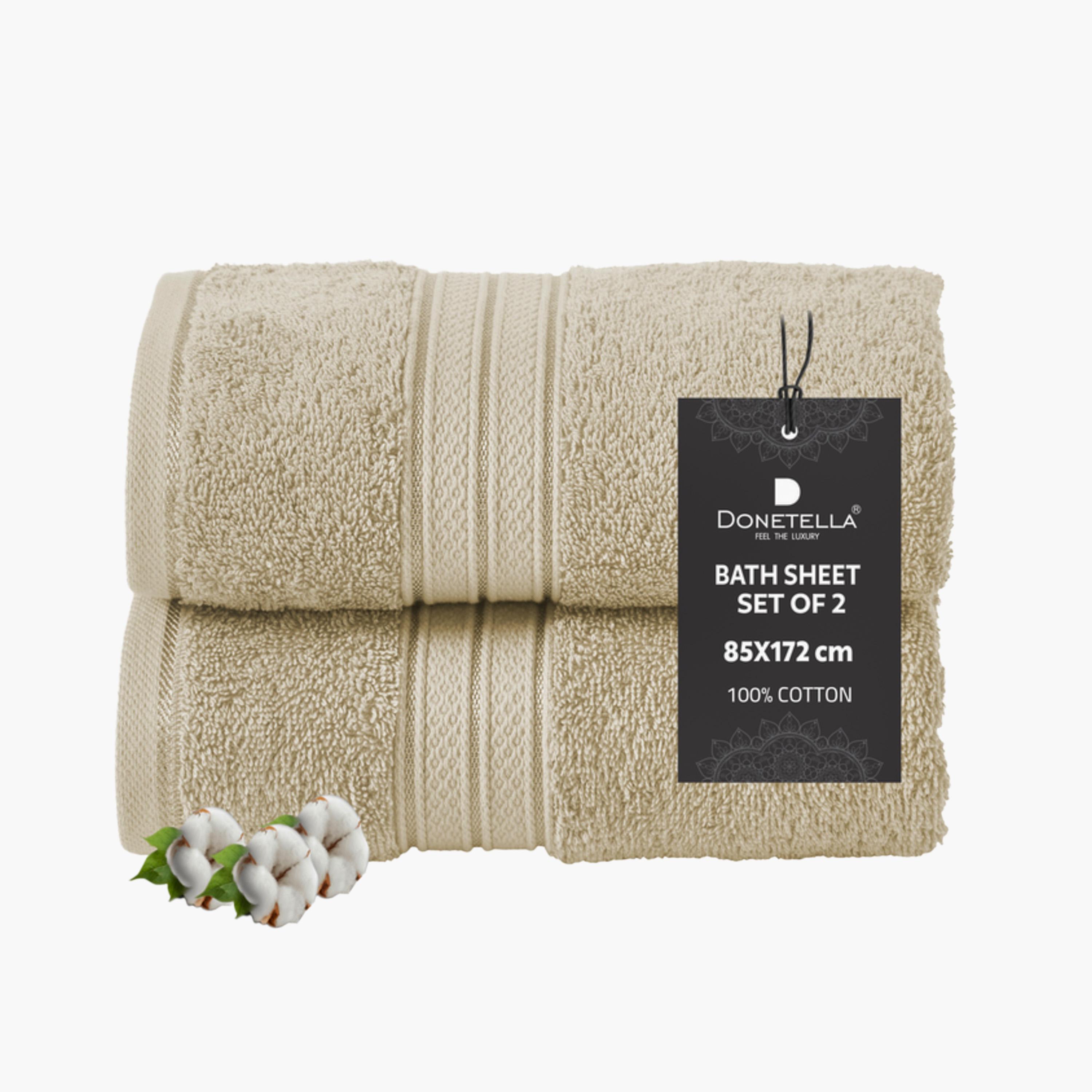 Solid 2-Piece Combed Cotton Bath Sheet Set - 85x172 cms-household-bathandlaundry-bathlinen-towels-image-1