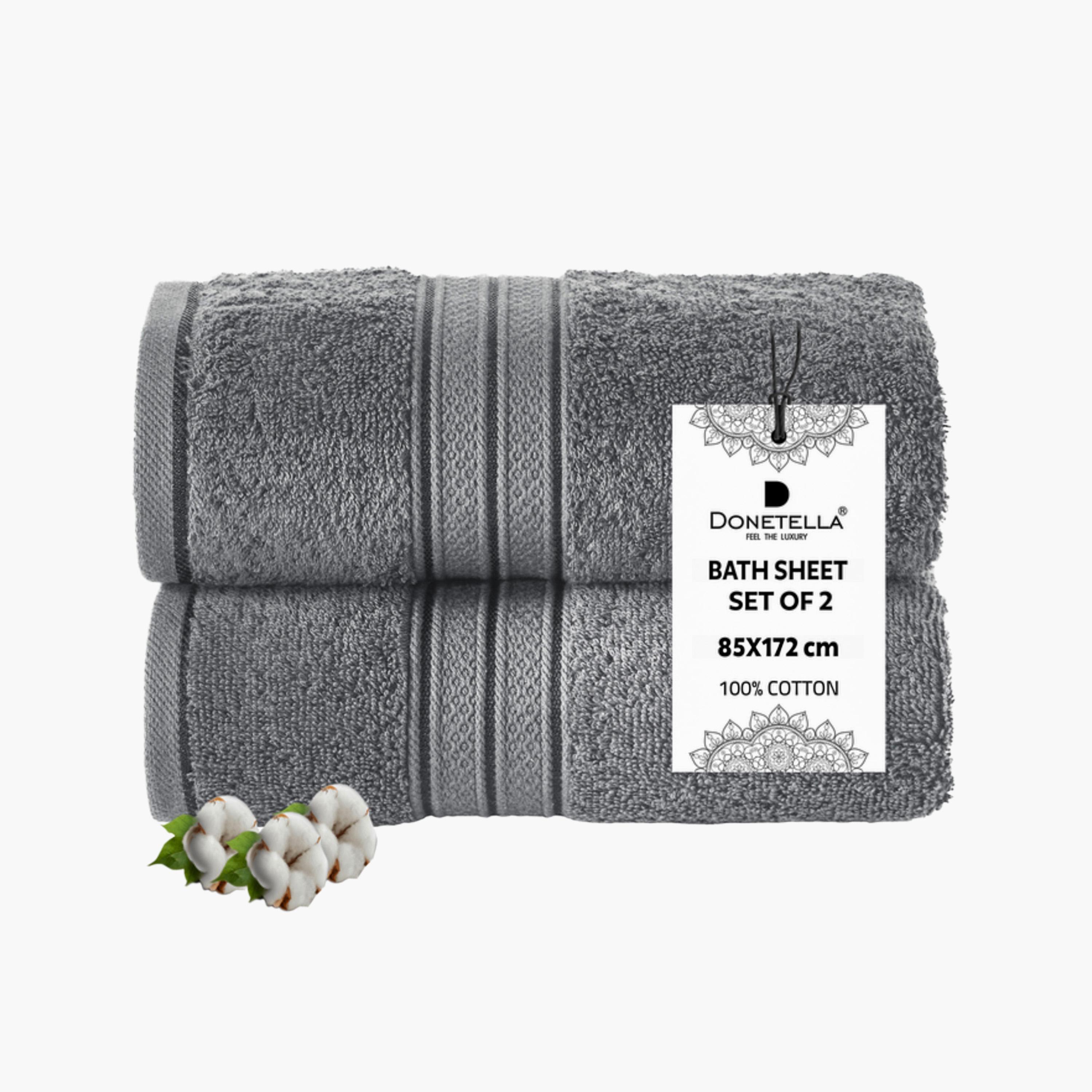 Solid 2-Piece Combed Cotton Bath Sheet Set - 85x172 cms-household-bathandlaundry-bathlinen-towels-image-1