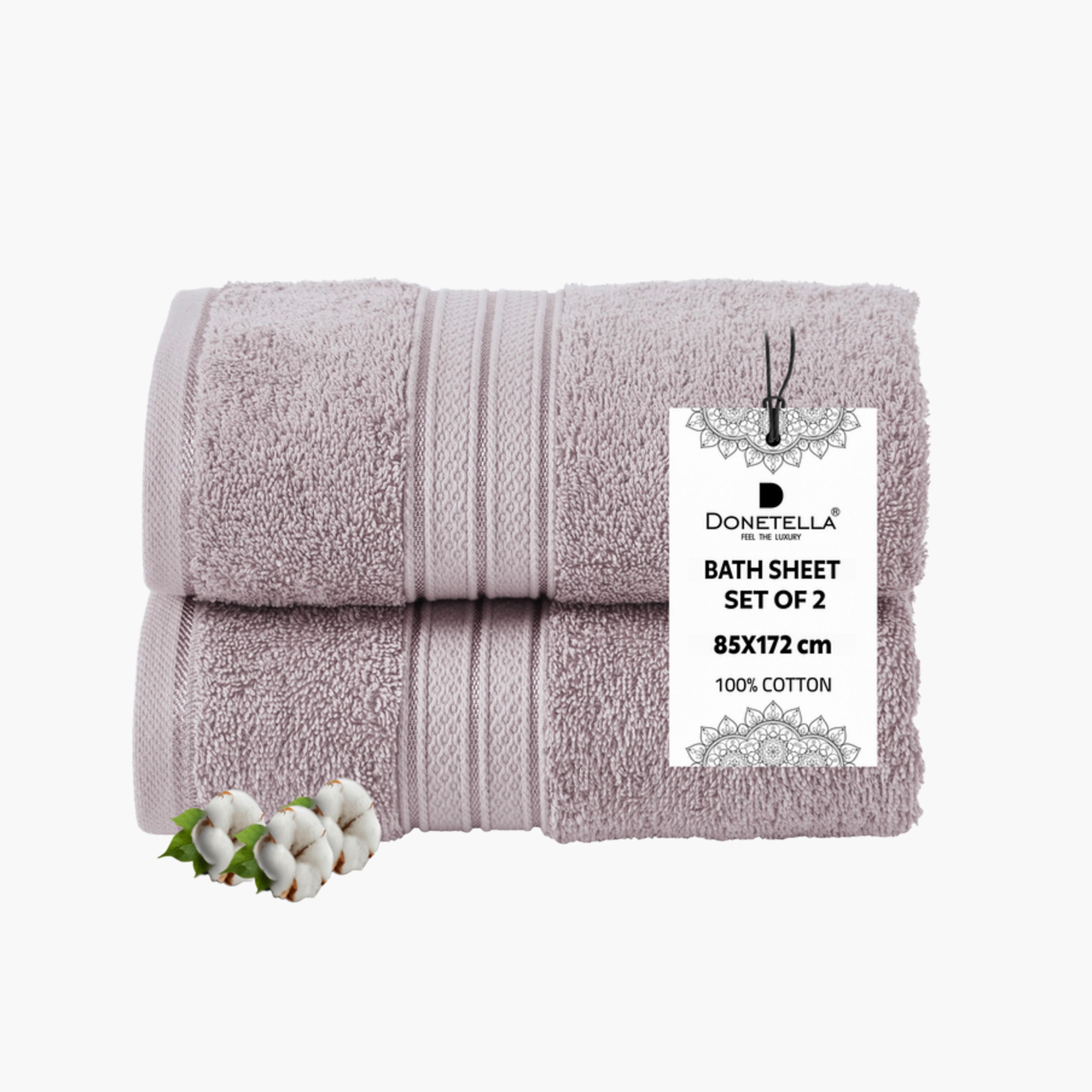 Solid 2-Piece Combed Cotton Bath Sheet Set - 85x172 cms-household-bathandlaundry-bathlinen-towels-image-1