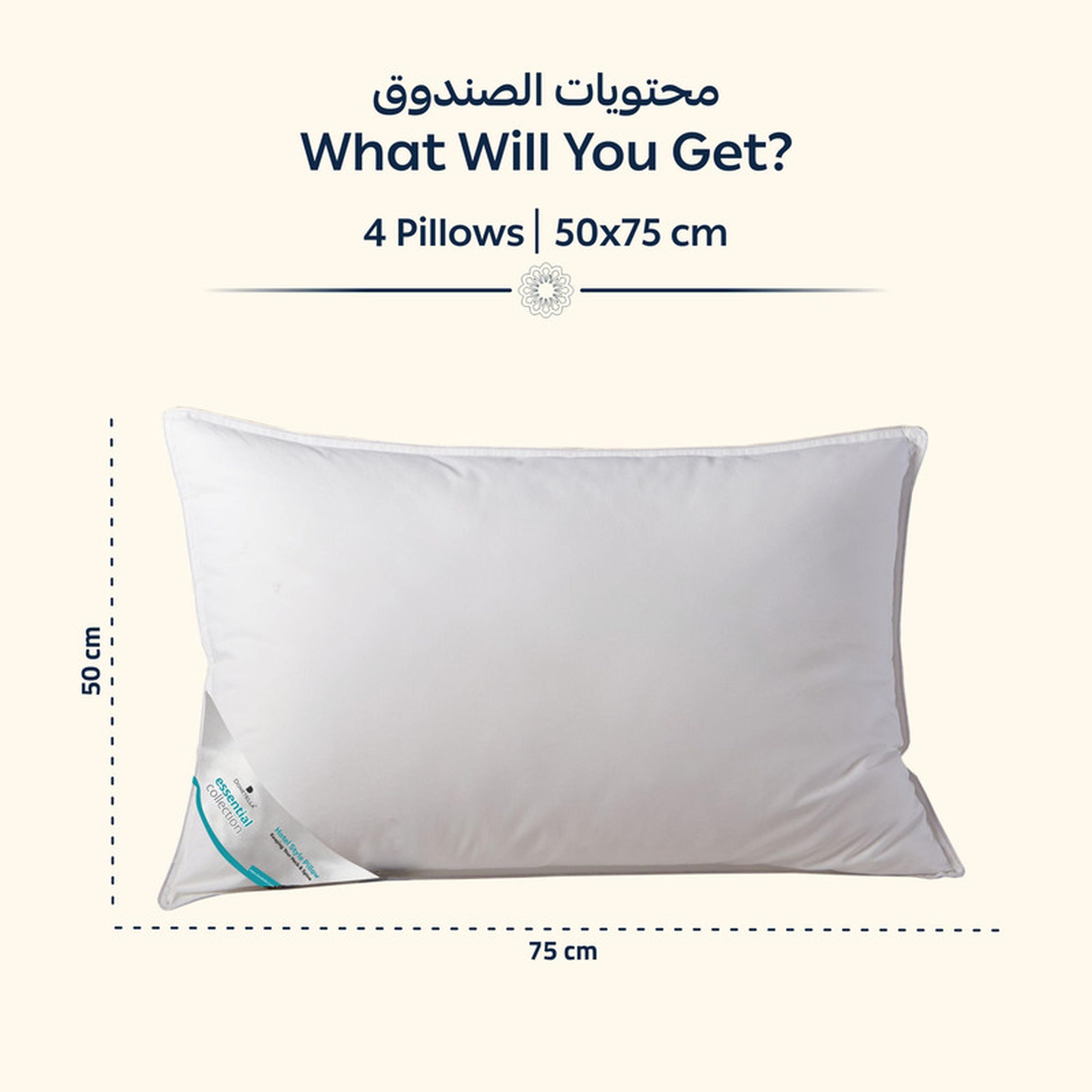 طقم وسائد 4 قطع بحشوة بديل الريش من دونتيلا - 50x75 سم-household-bedding-pillows-image-2