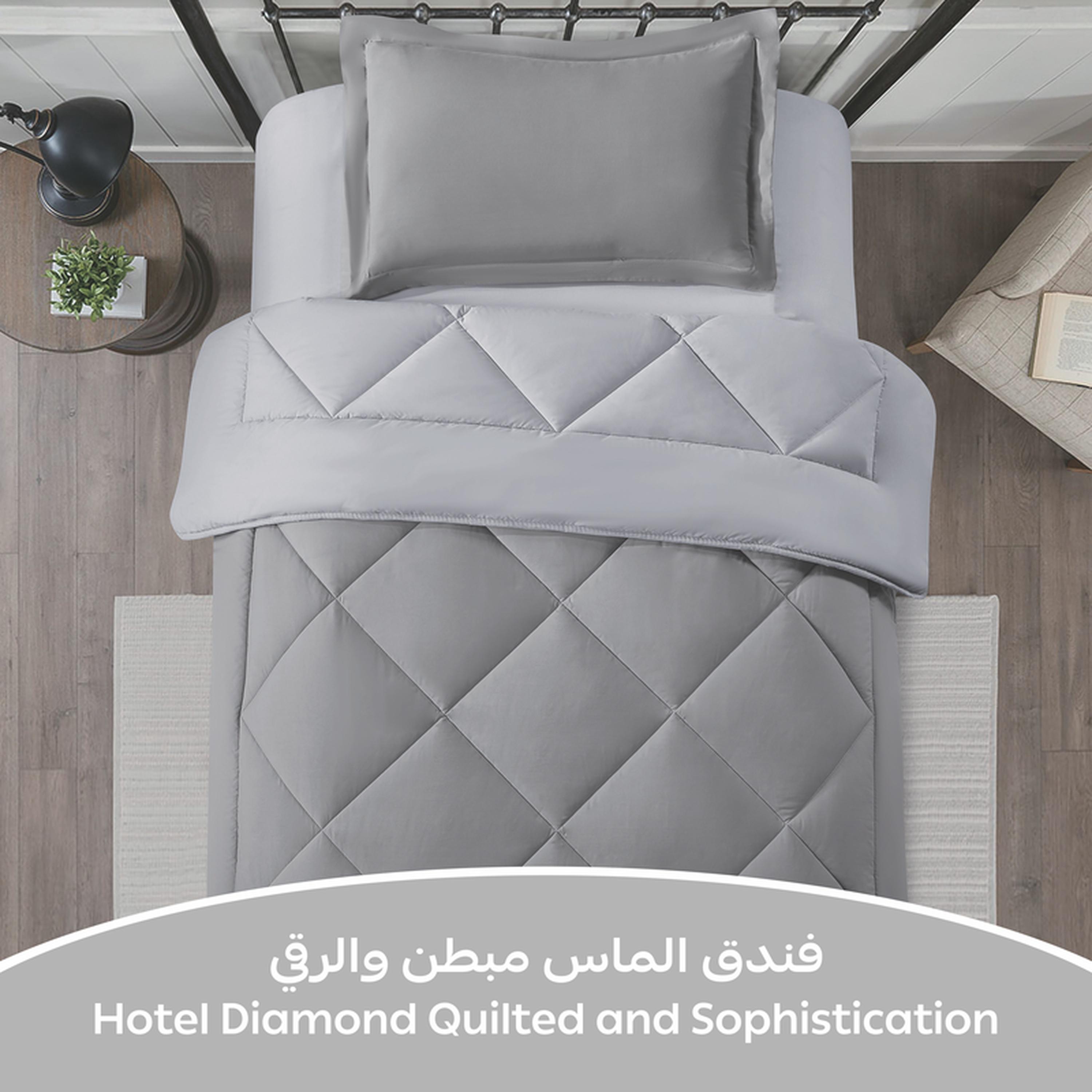 Diamond Quilted 2-Piece Twin Comforter Set - 170x230 cms-household-bedding-comfortersandbedspreads-comforters-image-2
