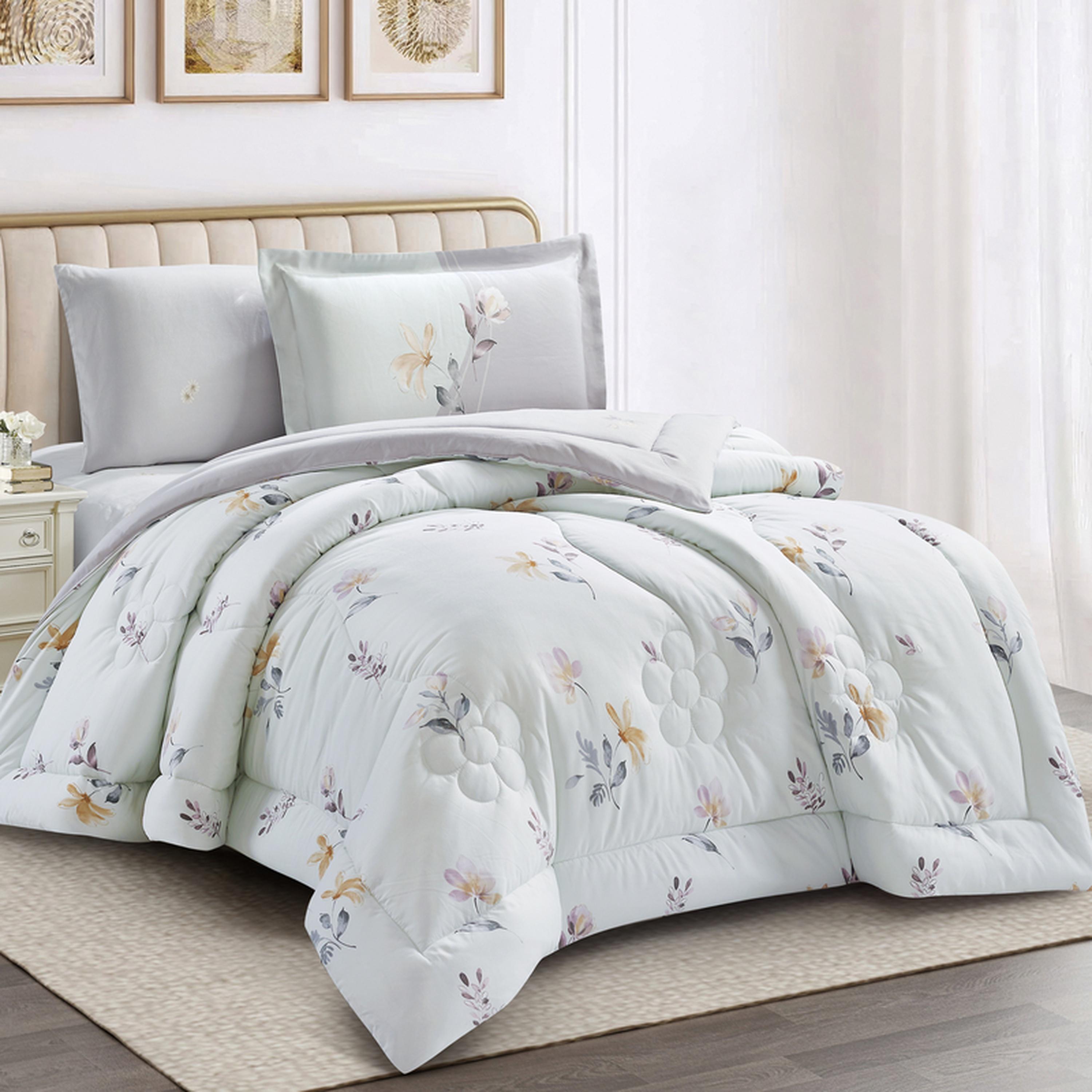 Floral Print 4-Piece Twin Comforter Set - 170x230 cms-household-bedding-comfortersandbedspreads-comforters-image-7