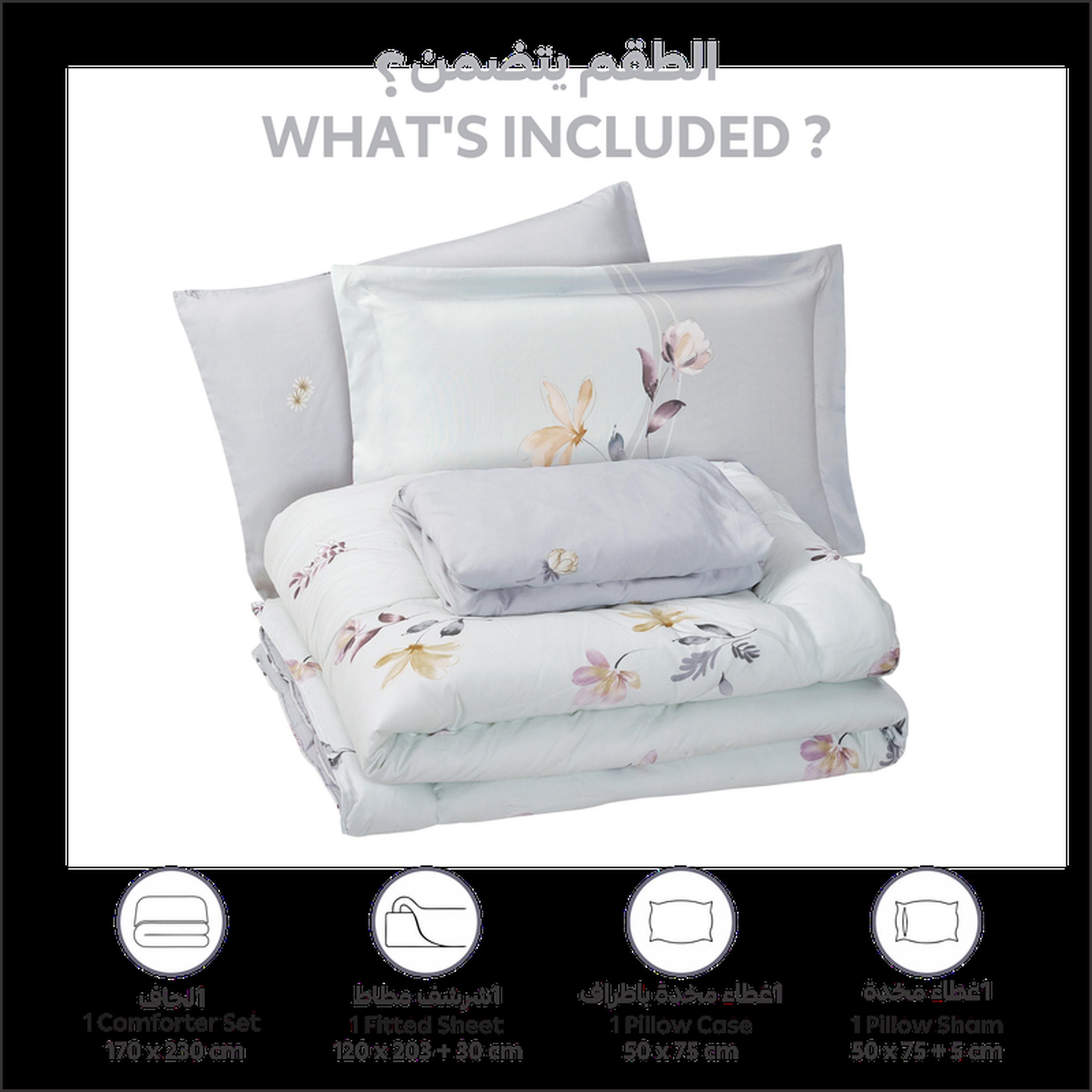 Floral Print 4-Piece Twin Comforter Set - 170x230 cms-household-bedding-comfortersandbedspreads-comforters-image-9