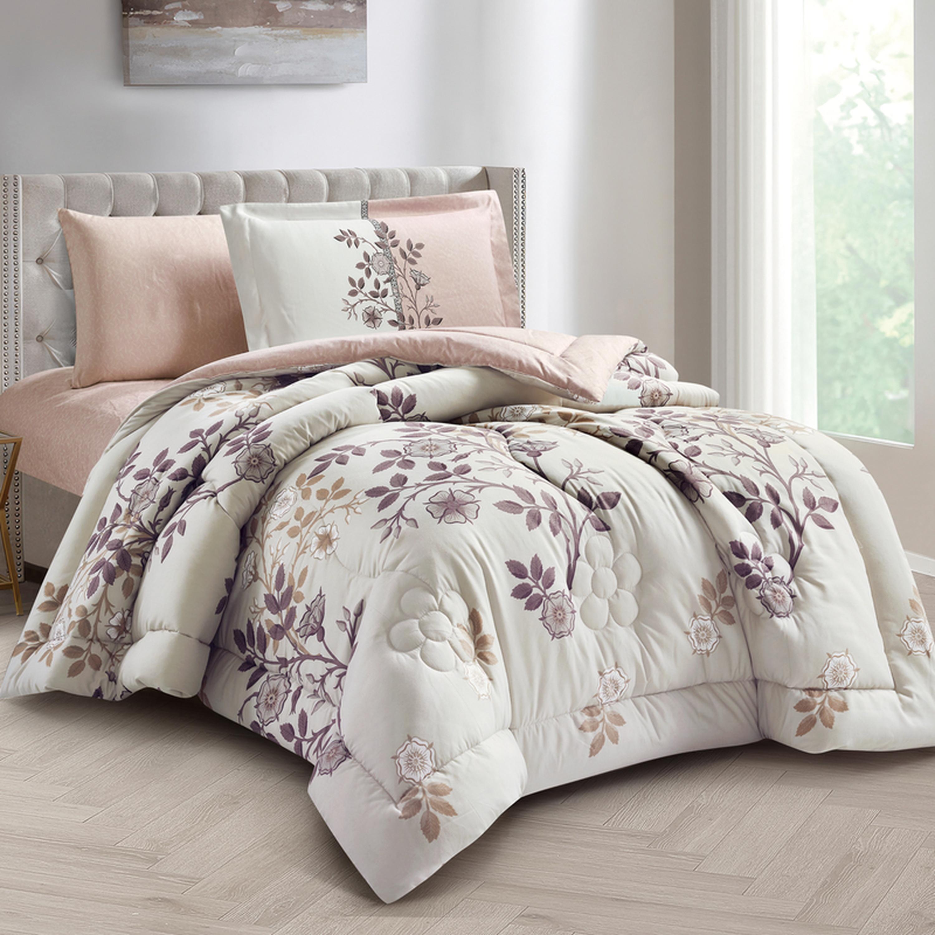 Floral Print 4-Piece Twin Comforter Set - 170x230 cms-household-bedding-comfortersandbedspreads-comforters-image-13