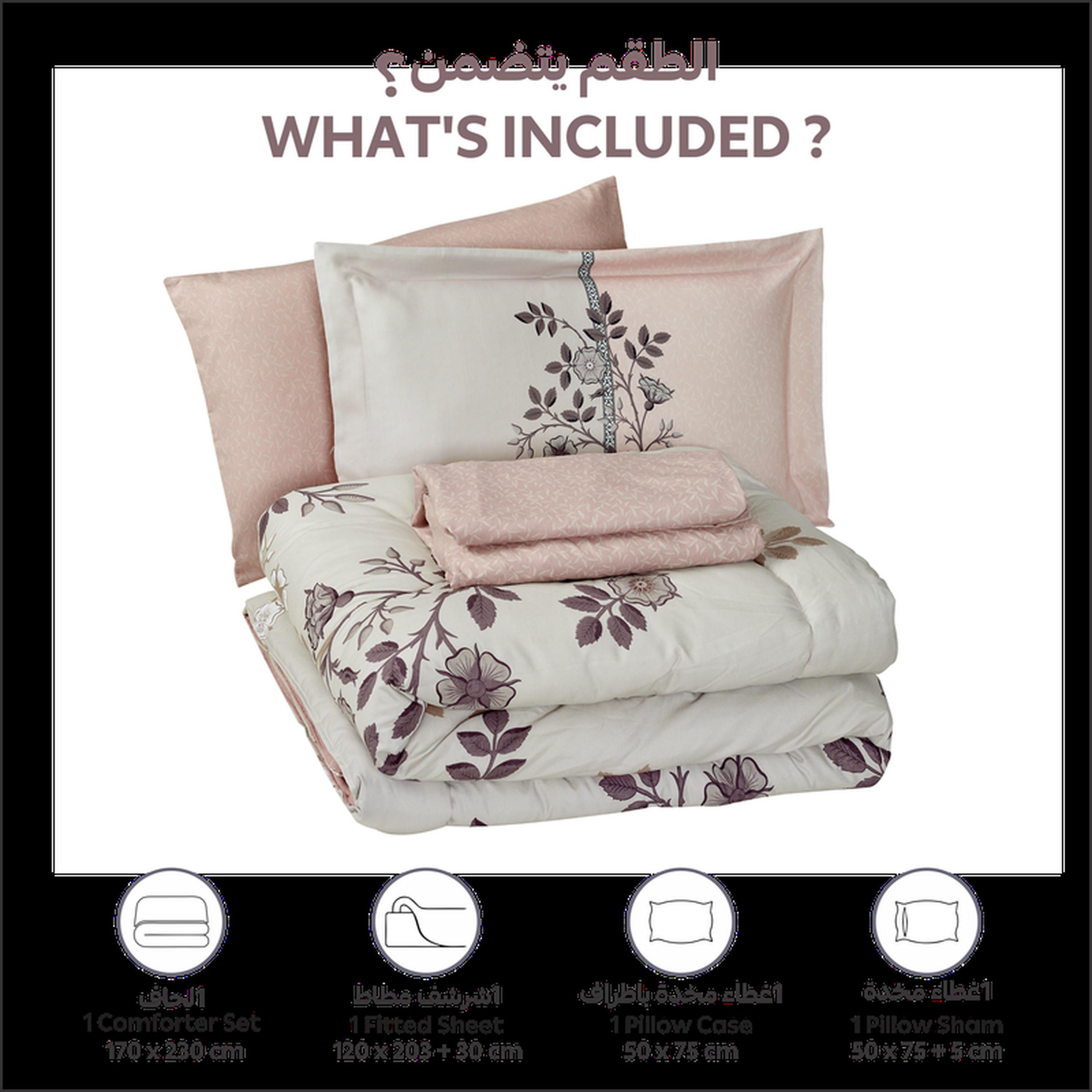 Floral Print 4-Piece Twin Comforter Set - 170x230 cms-household-bedding-comfortersandbedspreads-comforters-image-15